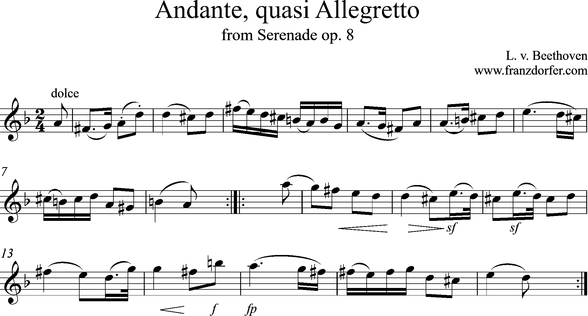 alarinet sheetmusic - Andante Beethoven-op.8