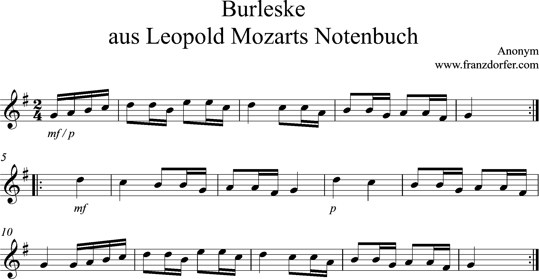 Noten für Blockflöte, Burleske