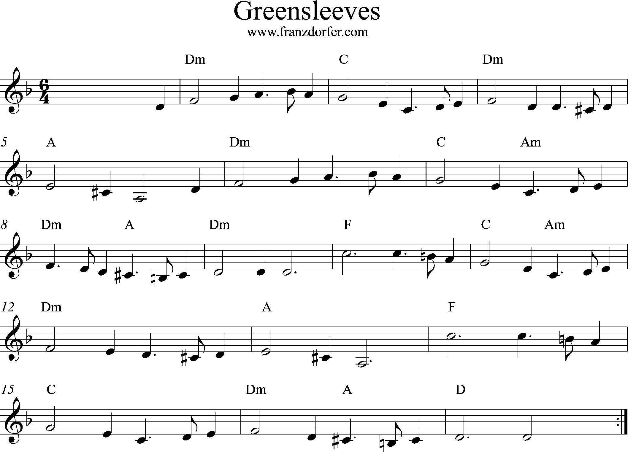 Grrensleeves, dm, Geige, Violine