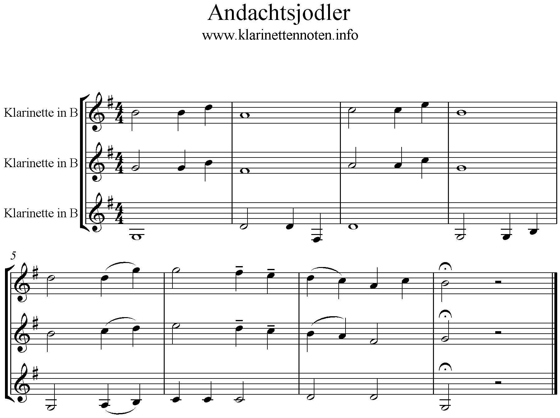 Noten ndachtsjodler, 3stimmig, Trio, G-Dur