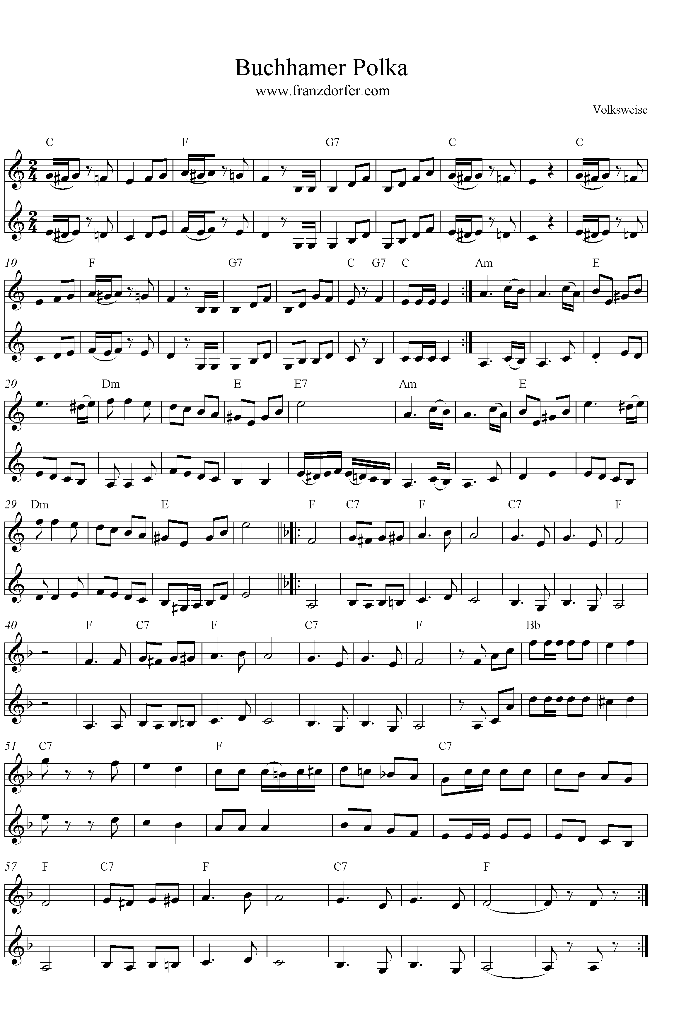 Noten Buchhamer Polka- C-Dur