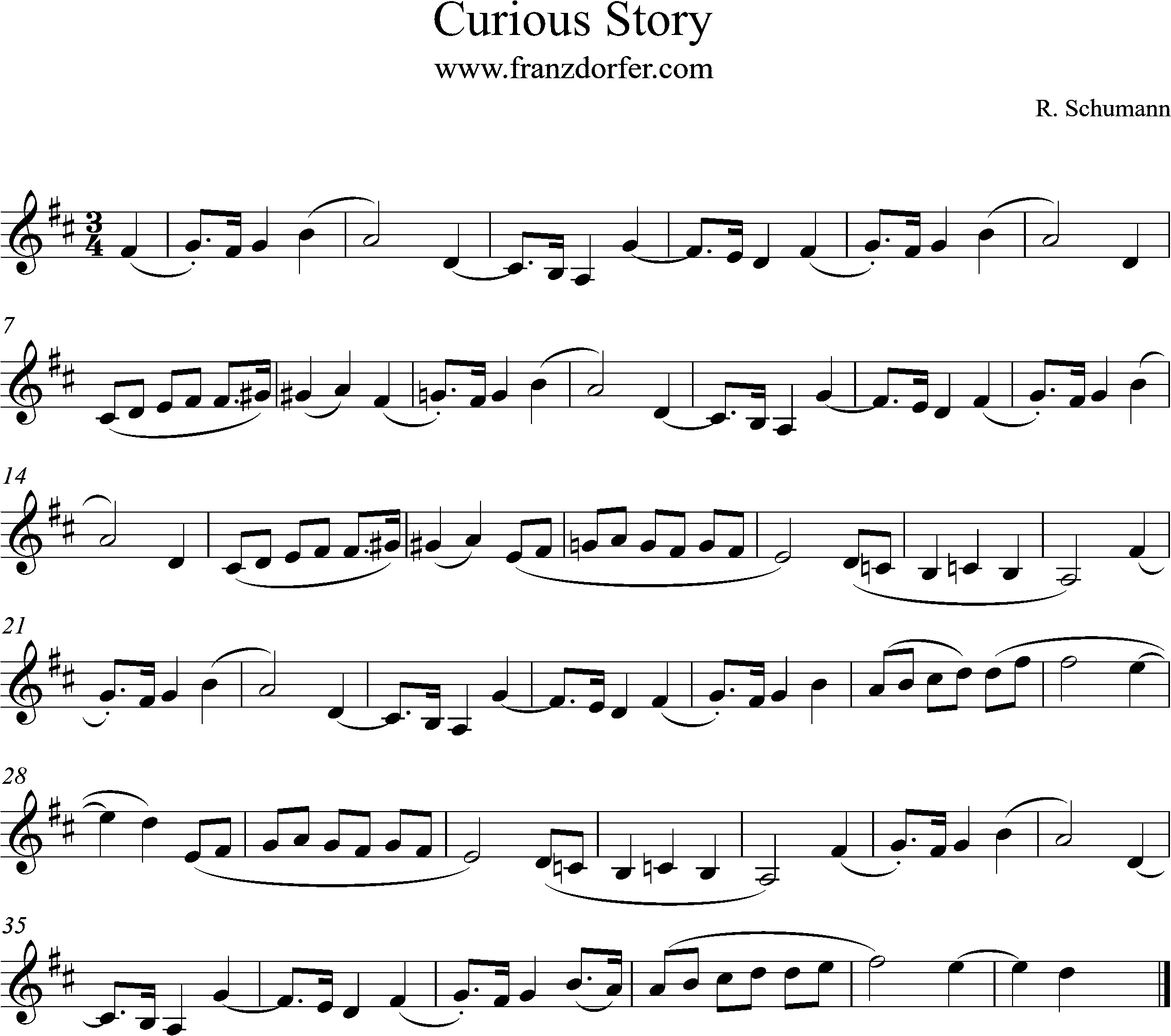 freesheetmusic Clarinet, Curious Story, D-Major