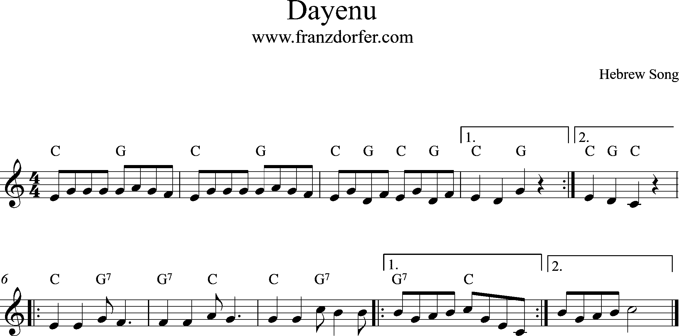 Sheetmusic, C-Major- Dayenu