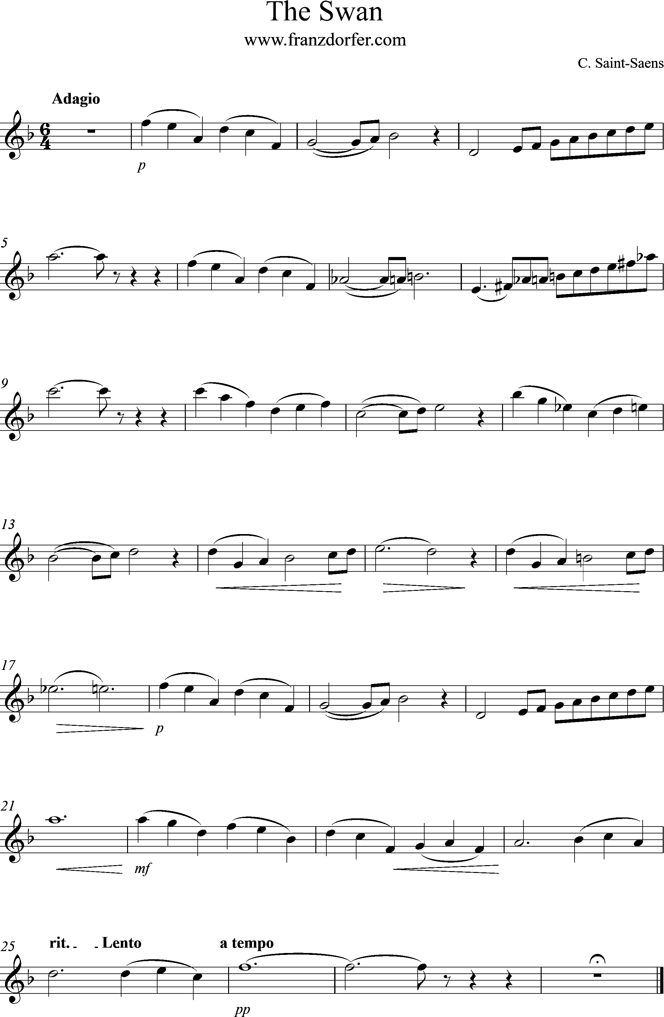 Clarinet part- The Swan