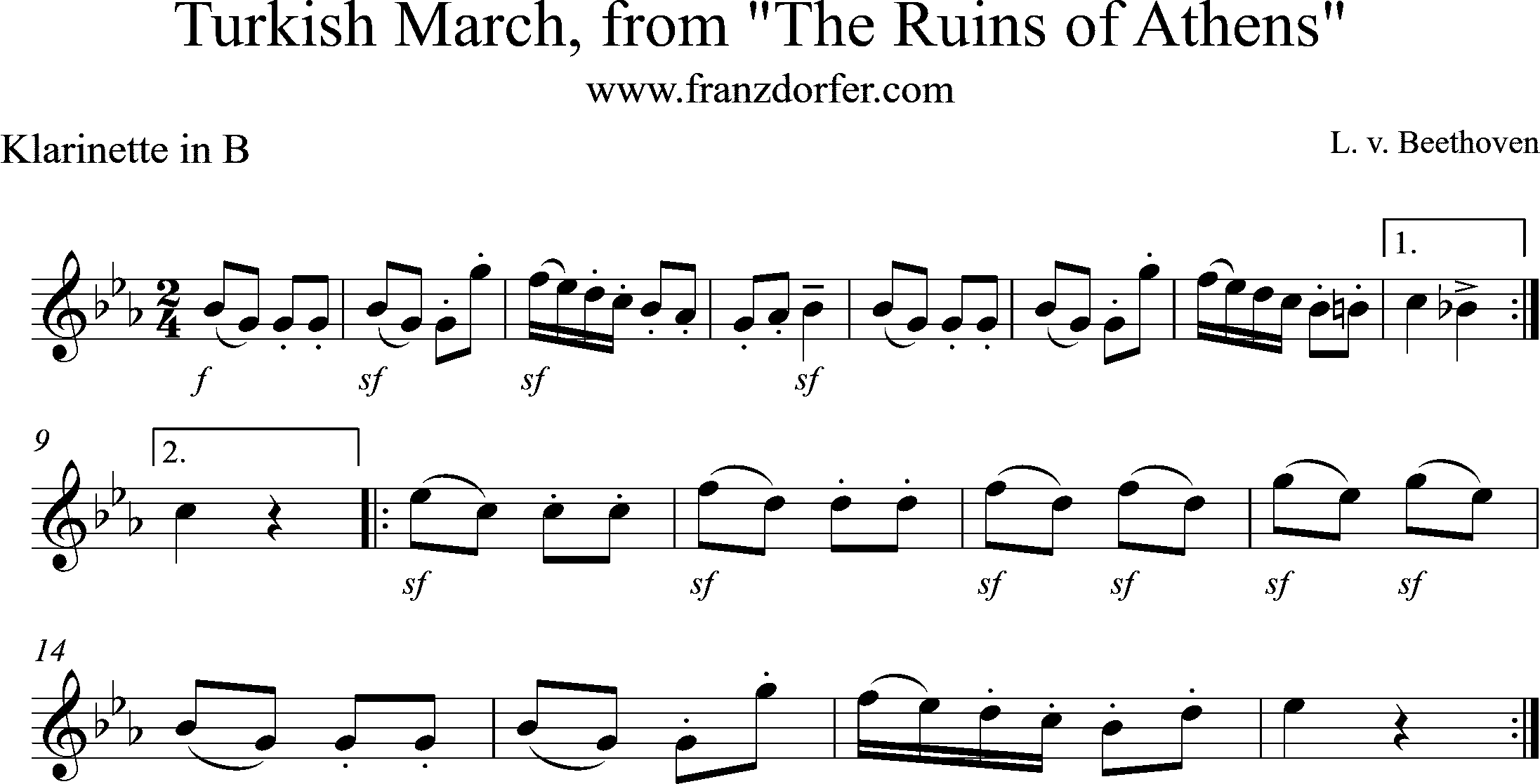 Tükischer March, Clarinet