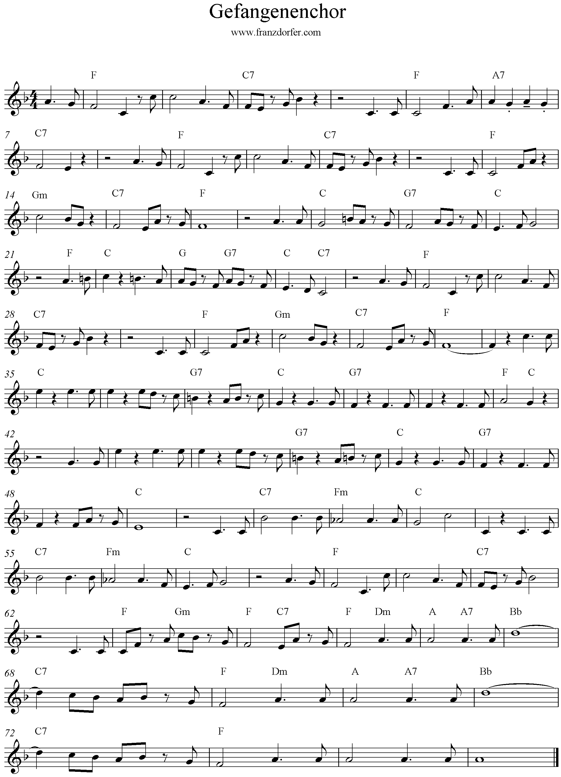 Gefangenenchor Nabucco sheet- Noten