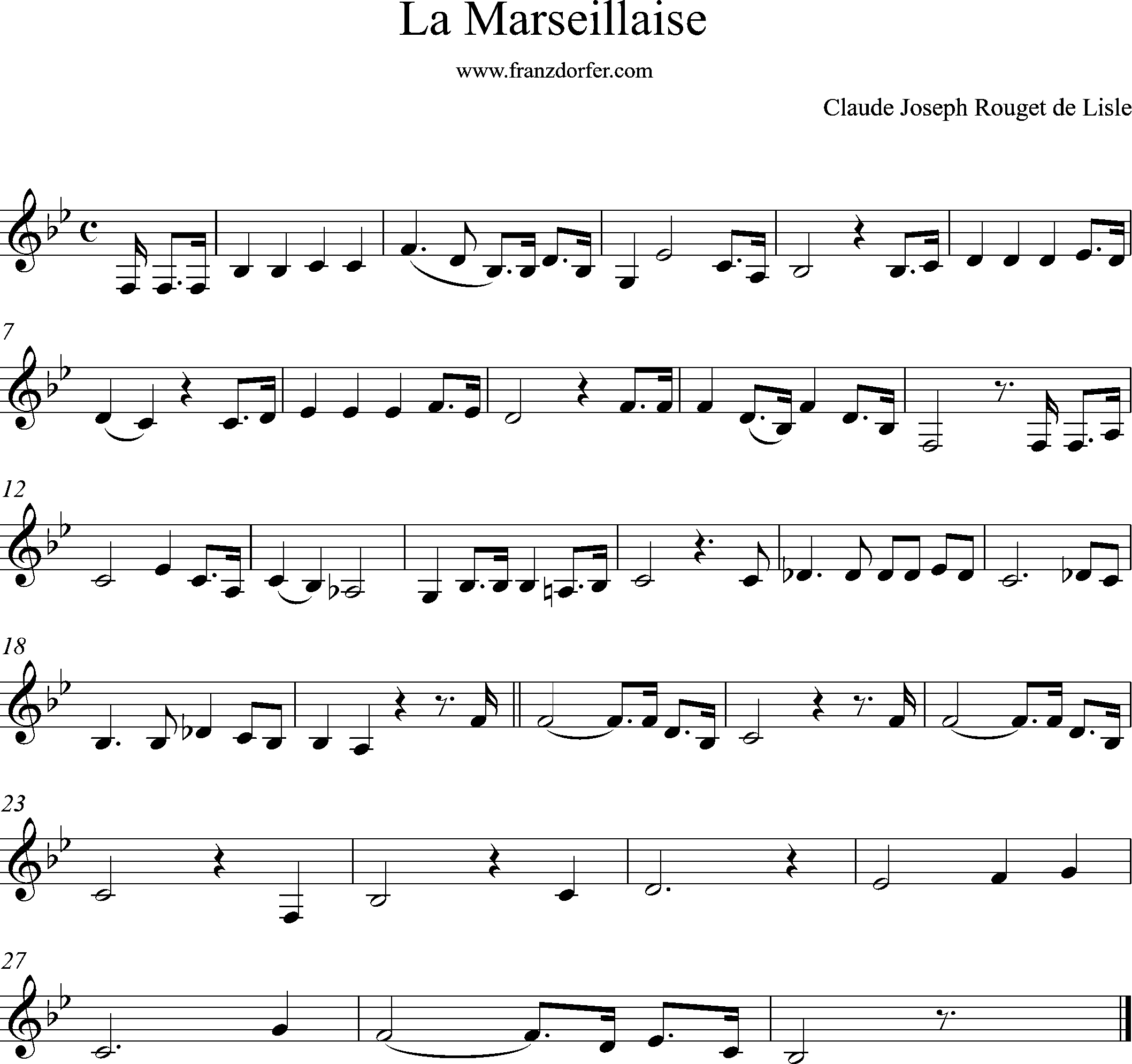 Clarinet sheet- La Marseillaise Bb-Major low