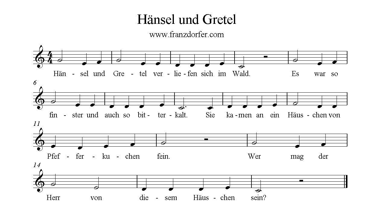 Trompetennoten, Hänsel und Gretel , C-Dur