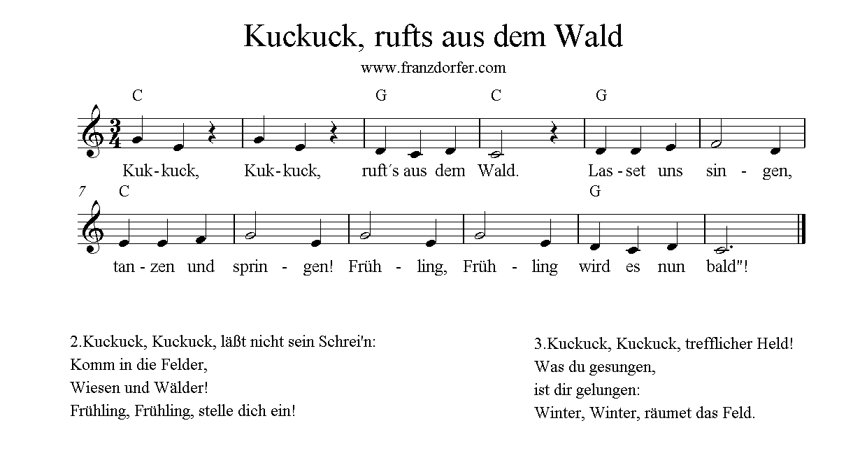 Trompetennoten, C-Dur, Kuckuck