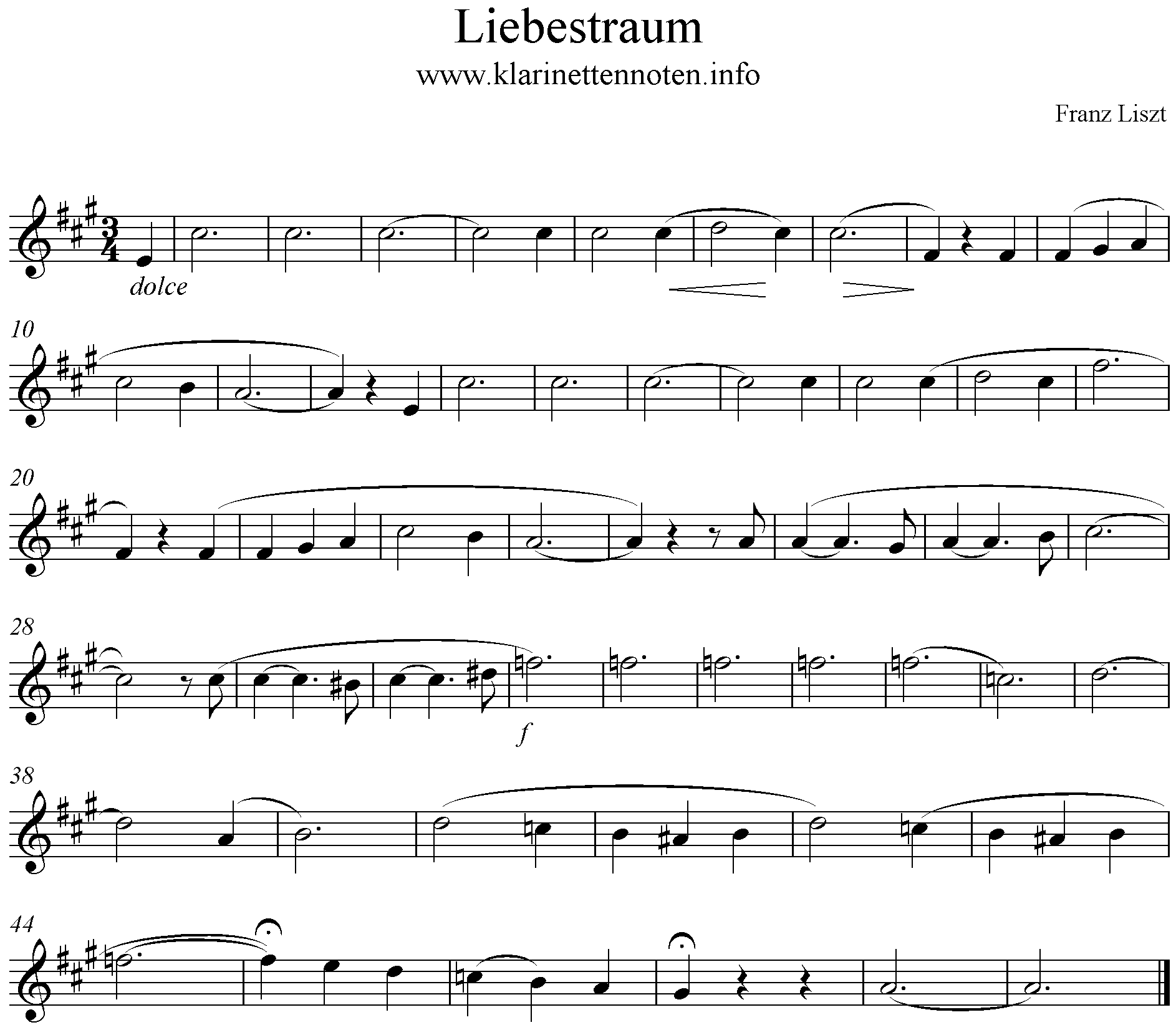  Noten Liebestraum Franz Liszt