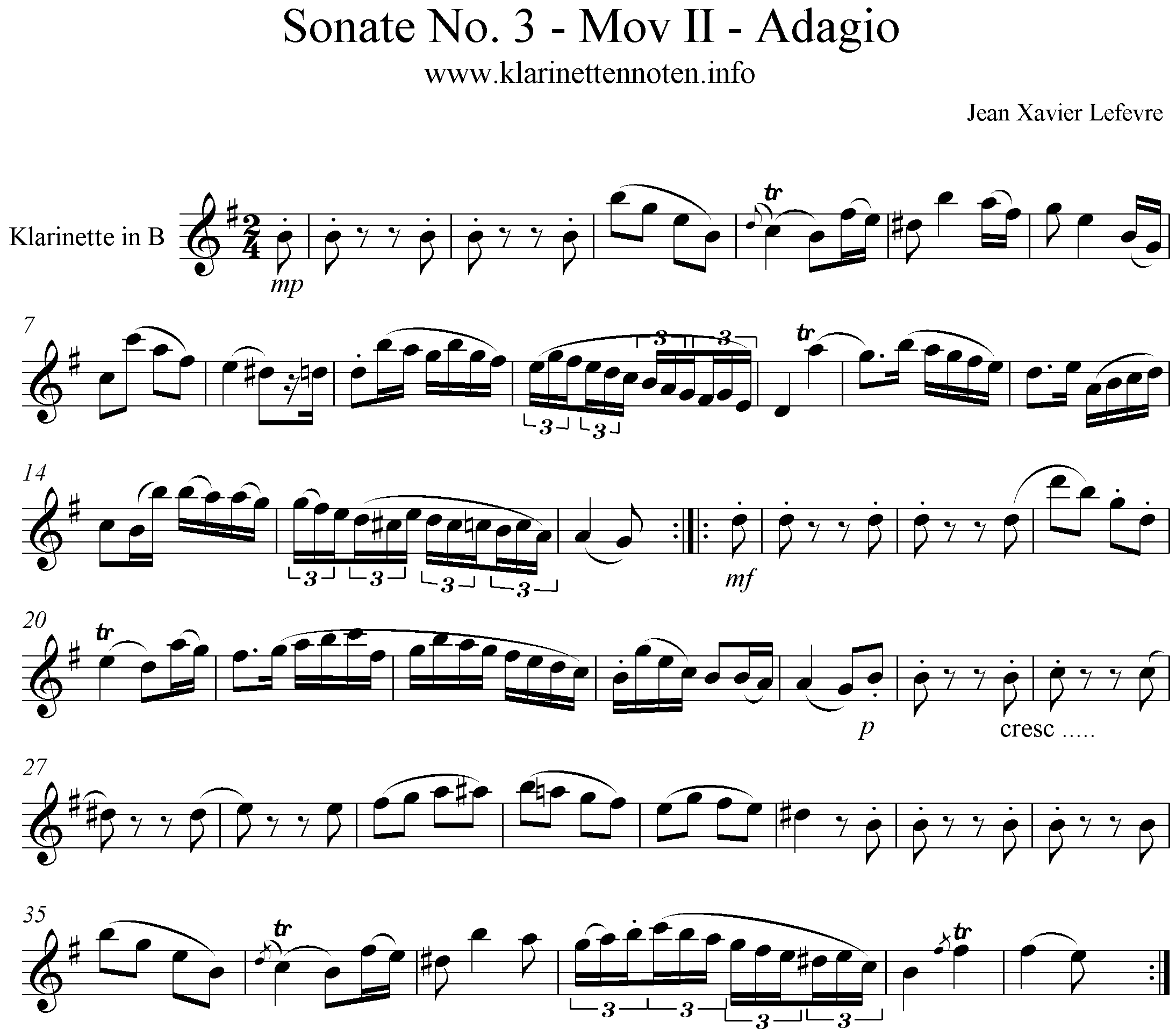 Lefevre ClaRINET sONATA NO3 Adagio