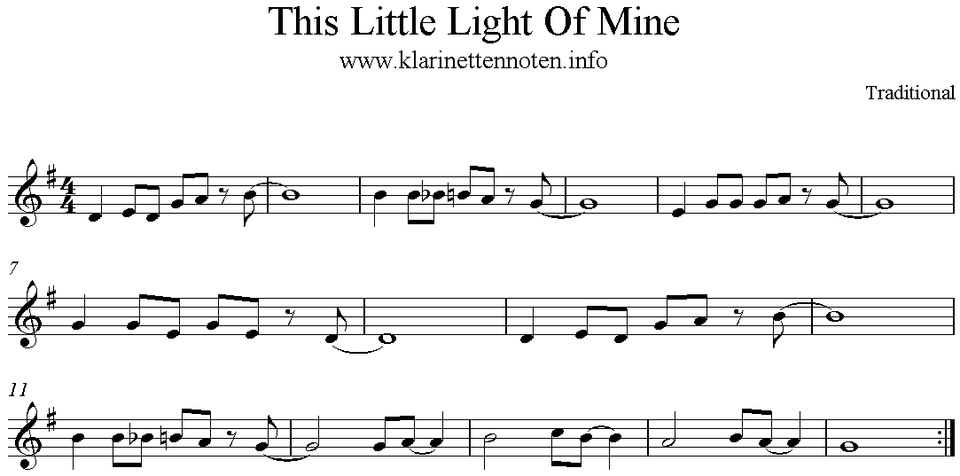 trompetennoten- This little light , G-Dur