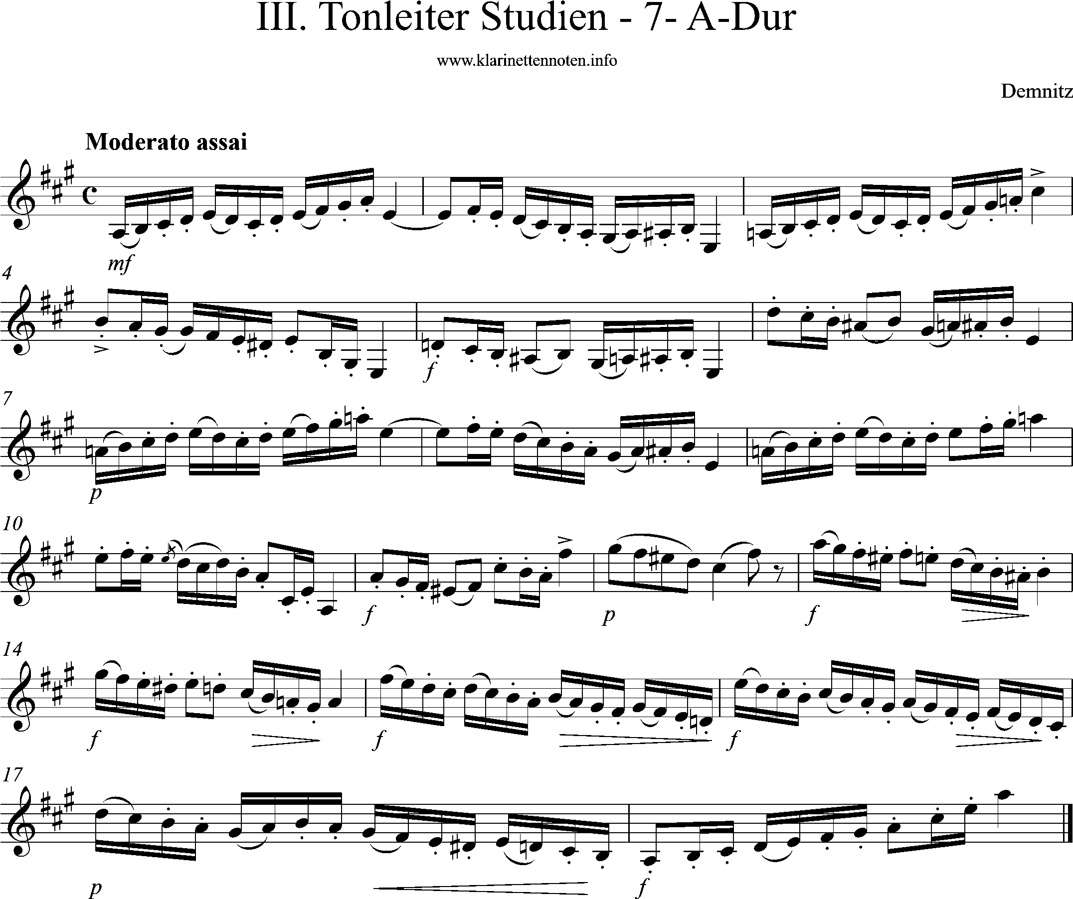 Demnitz, Elementar Schule, A-Dur, Etüde, Moderato assai