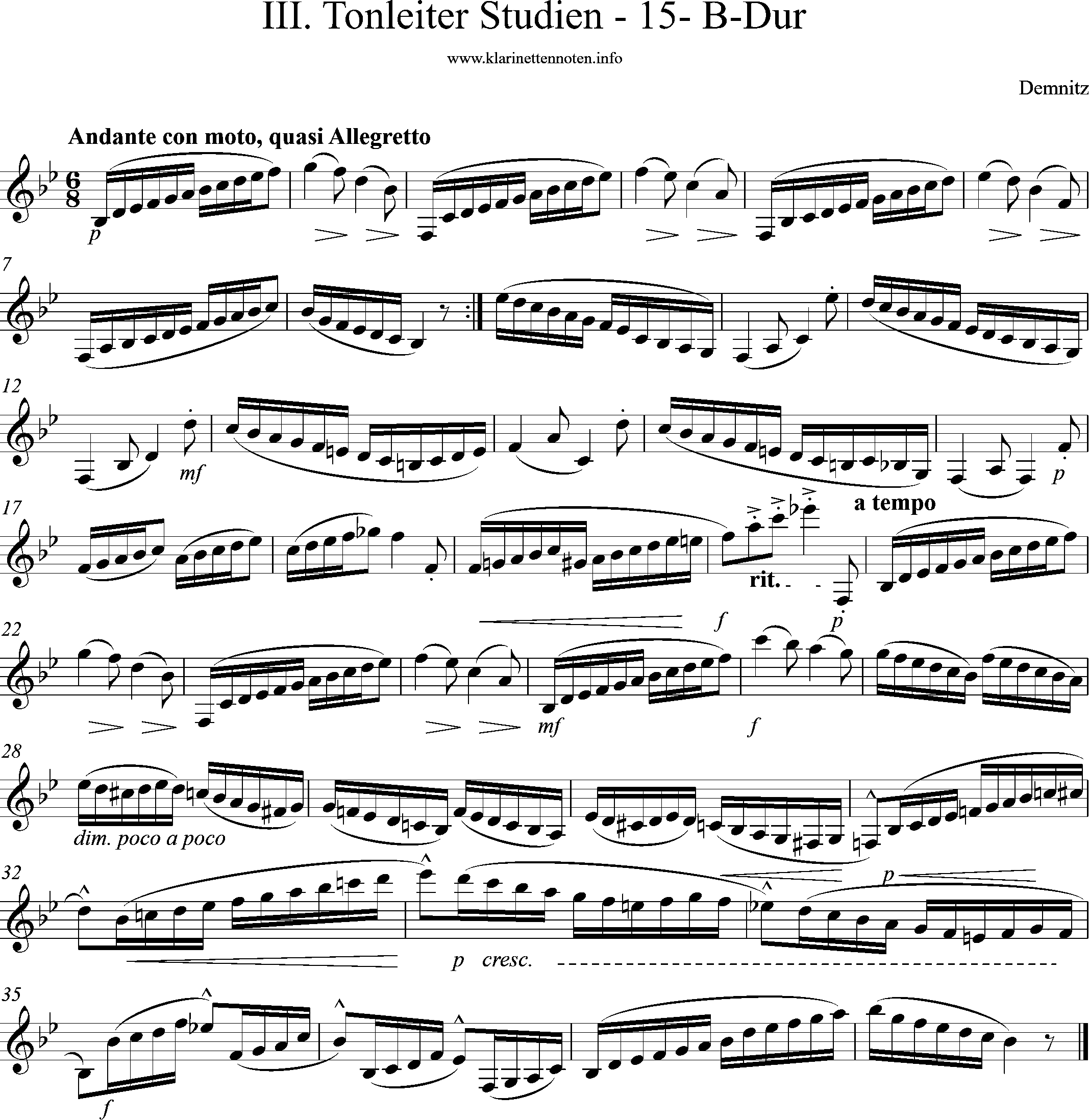 Demnitz, Elementar Schule,15-Bb-Dur, Andante conmoto, quasi Allegretto