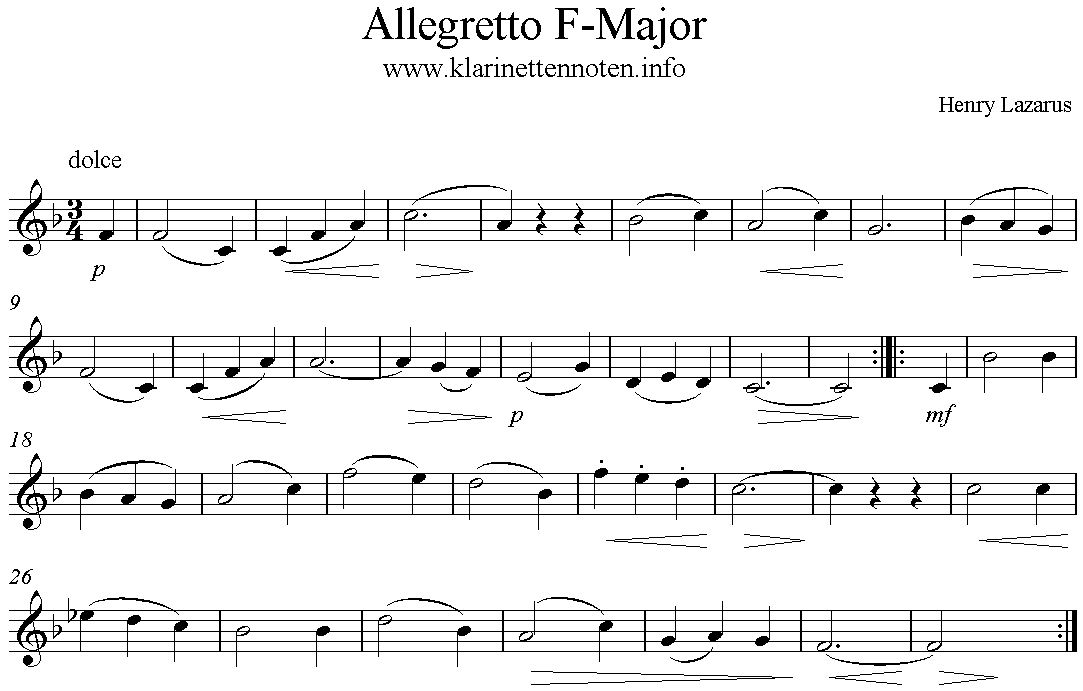 Allegretto, Etüde Henry Lazarus