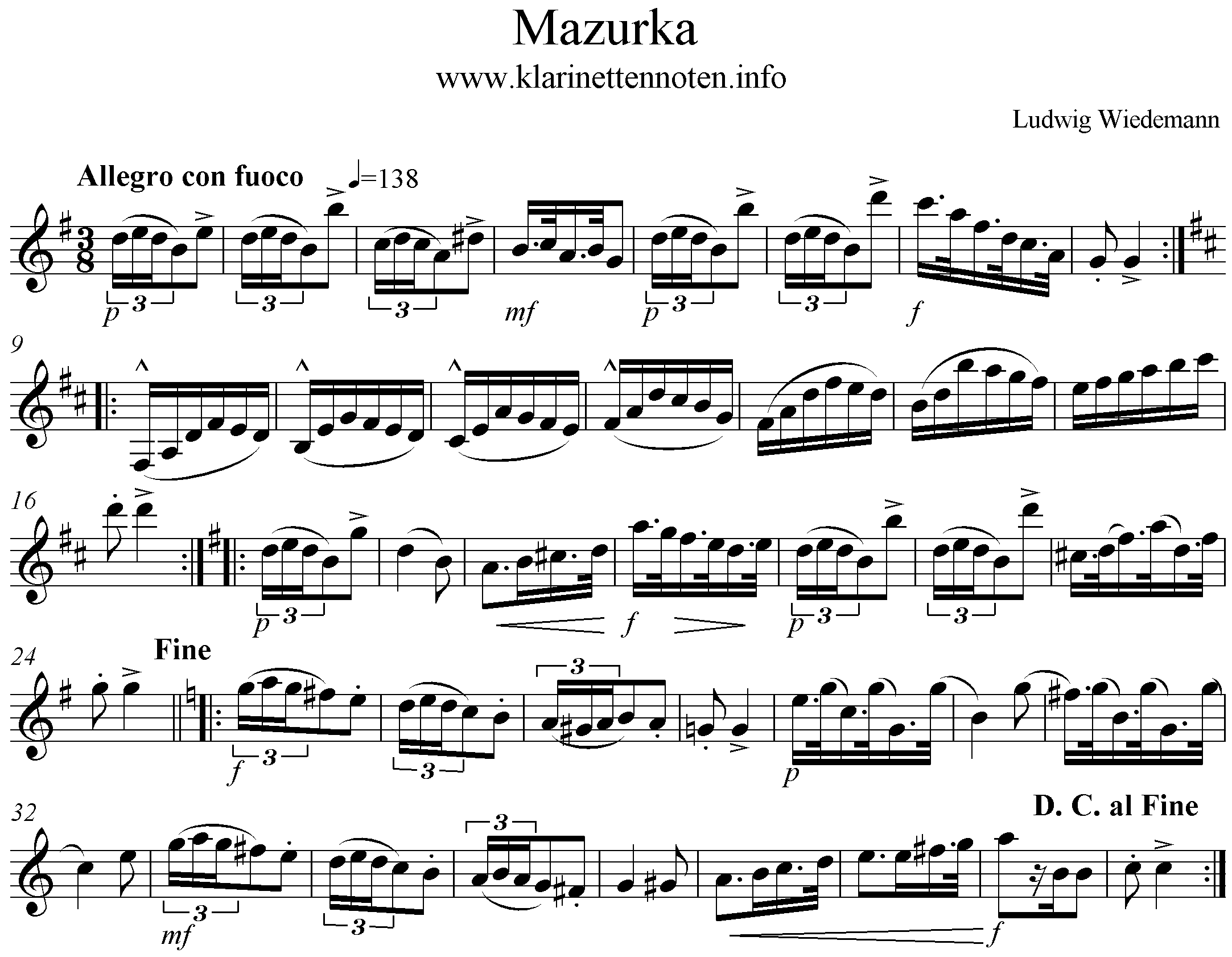 Etüde for Clarinete Ludwig Wiedemann