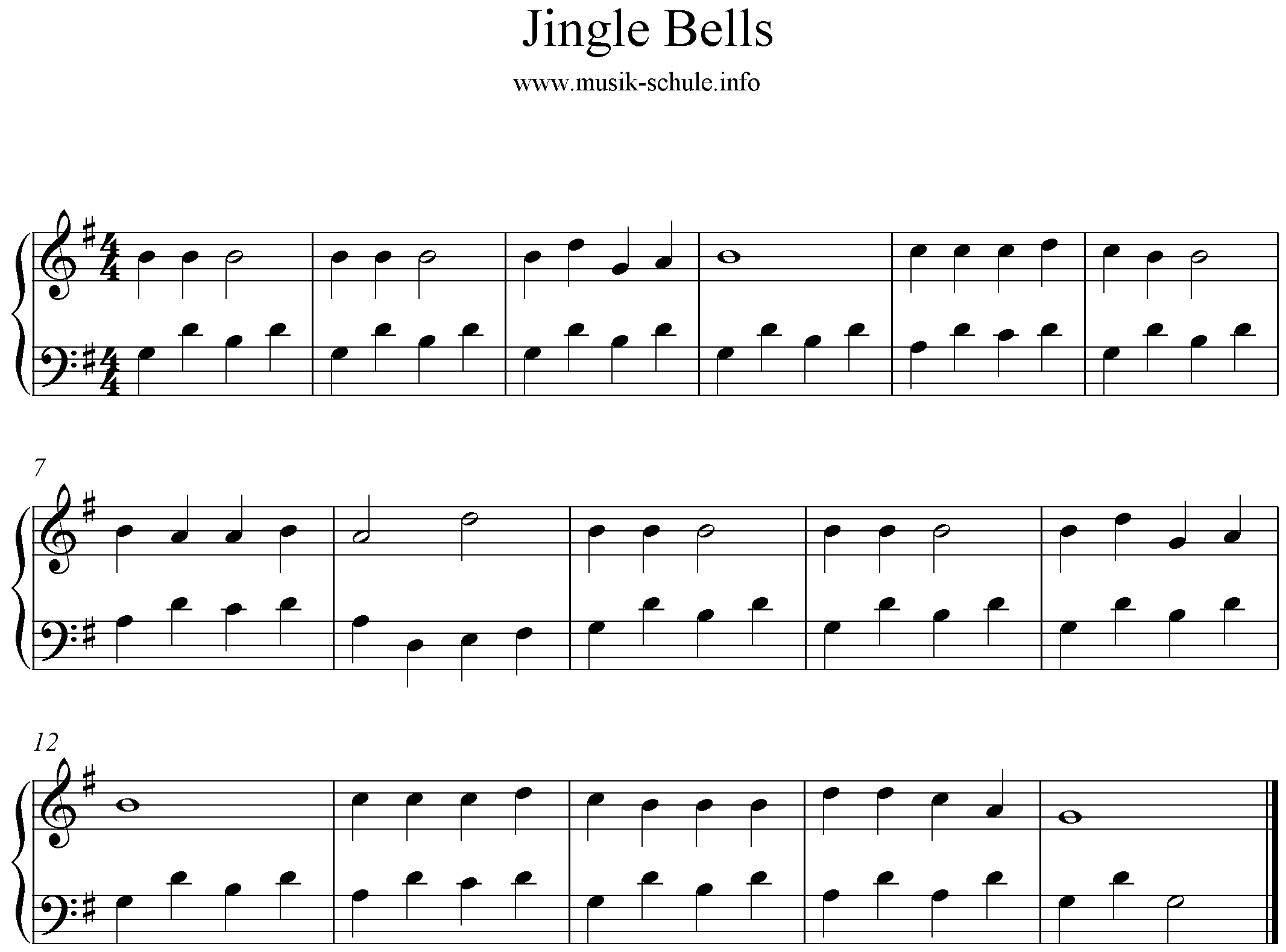 noten piano Jingle bells