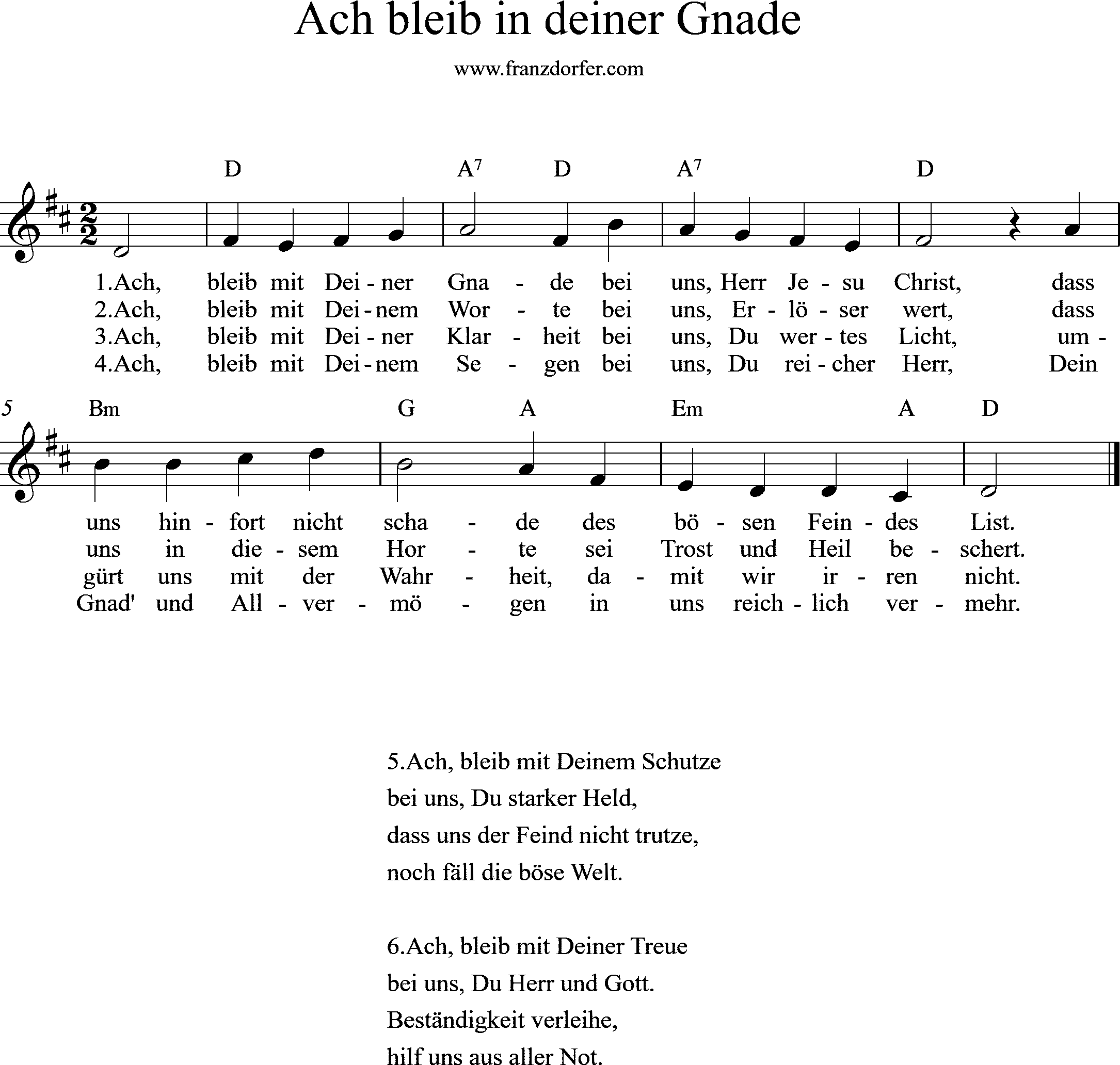 Noten Ach bleib in deiner Gnade