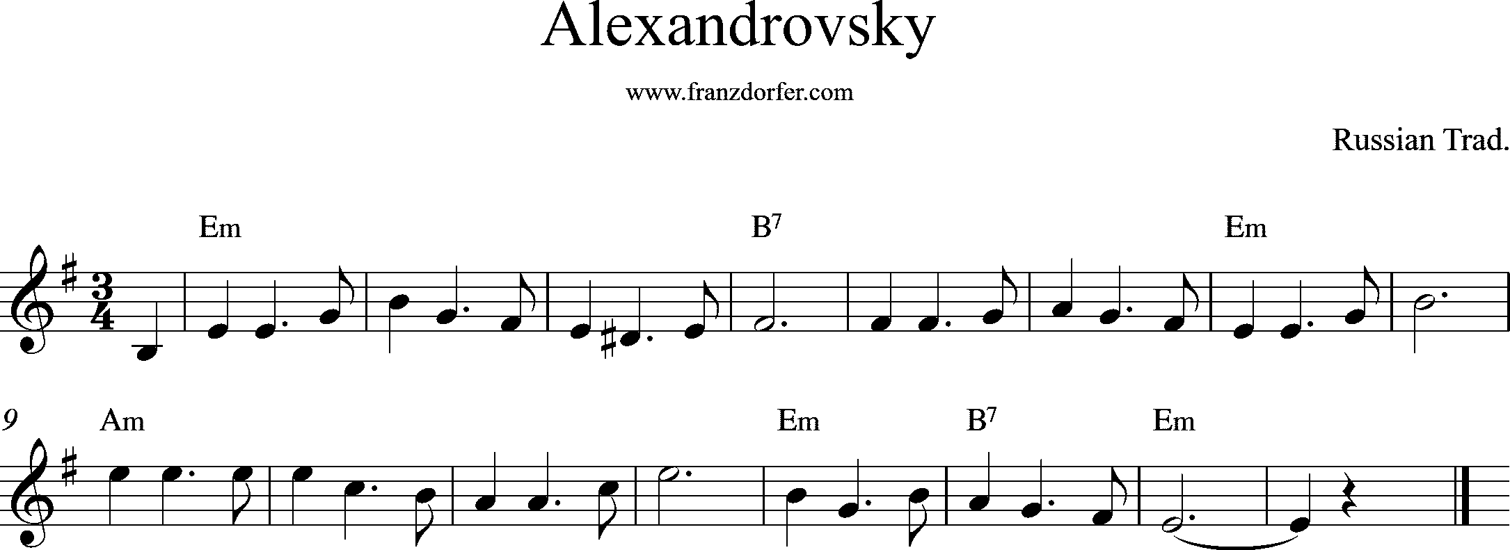 leadsheet PDF Leadsheet - Alexandrovsky -Bass -e-minor>>>
