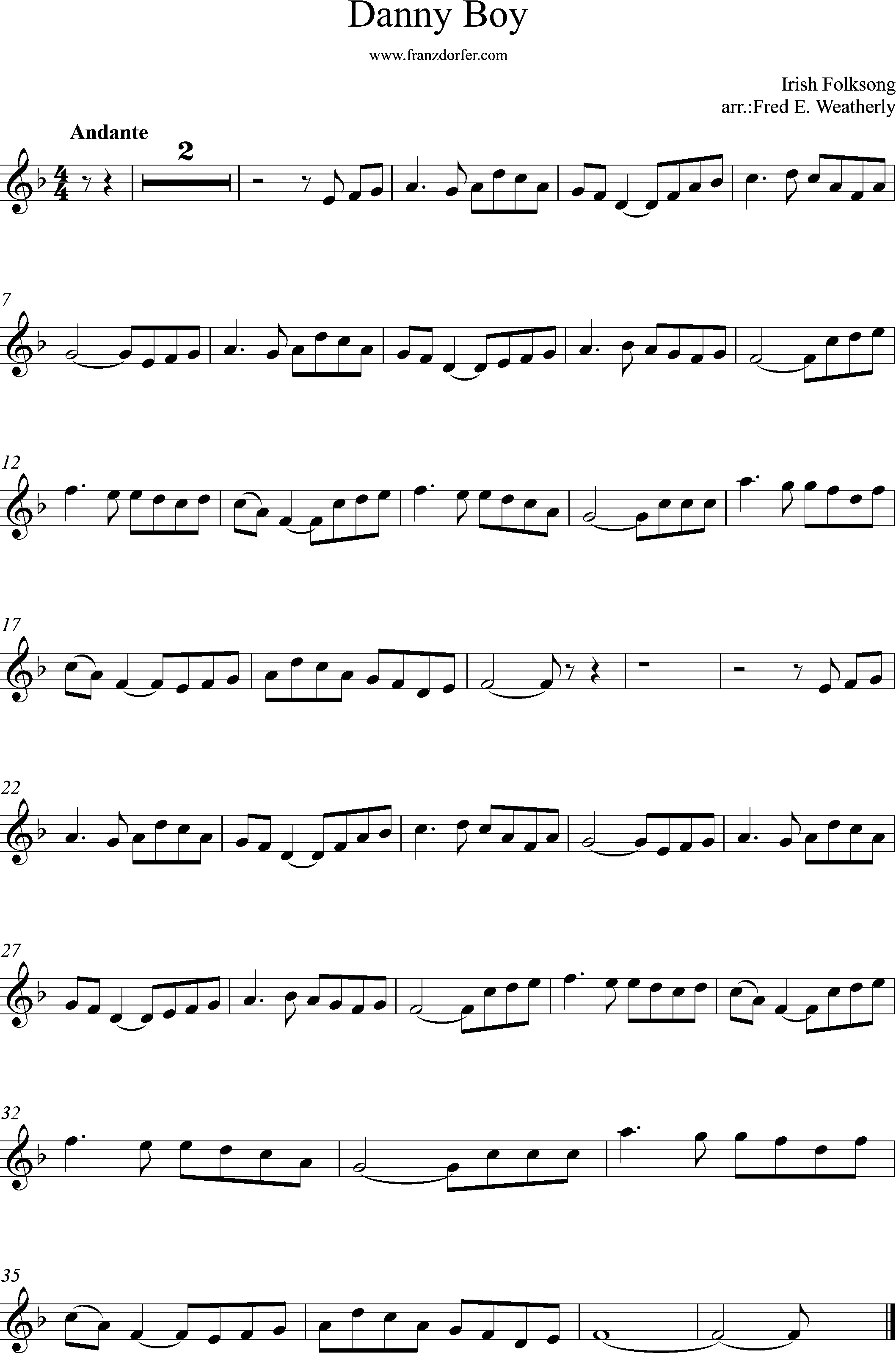 Sheetmusic Clarinet- Danny Boy