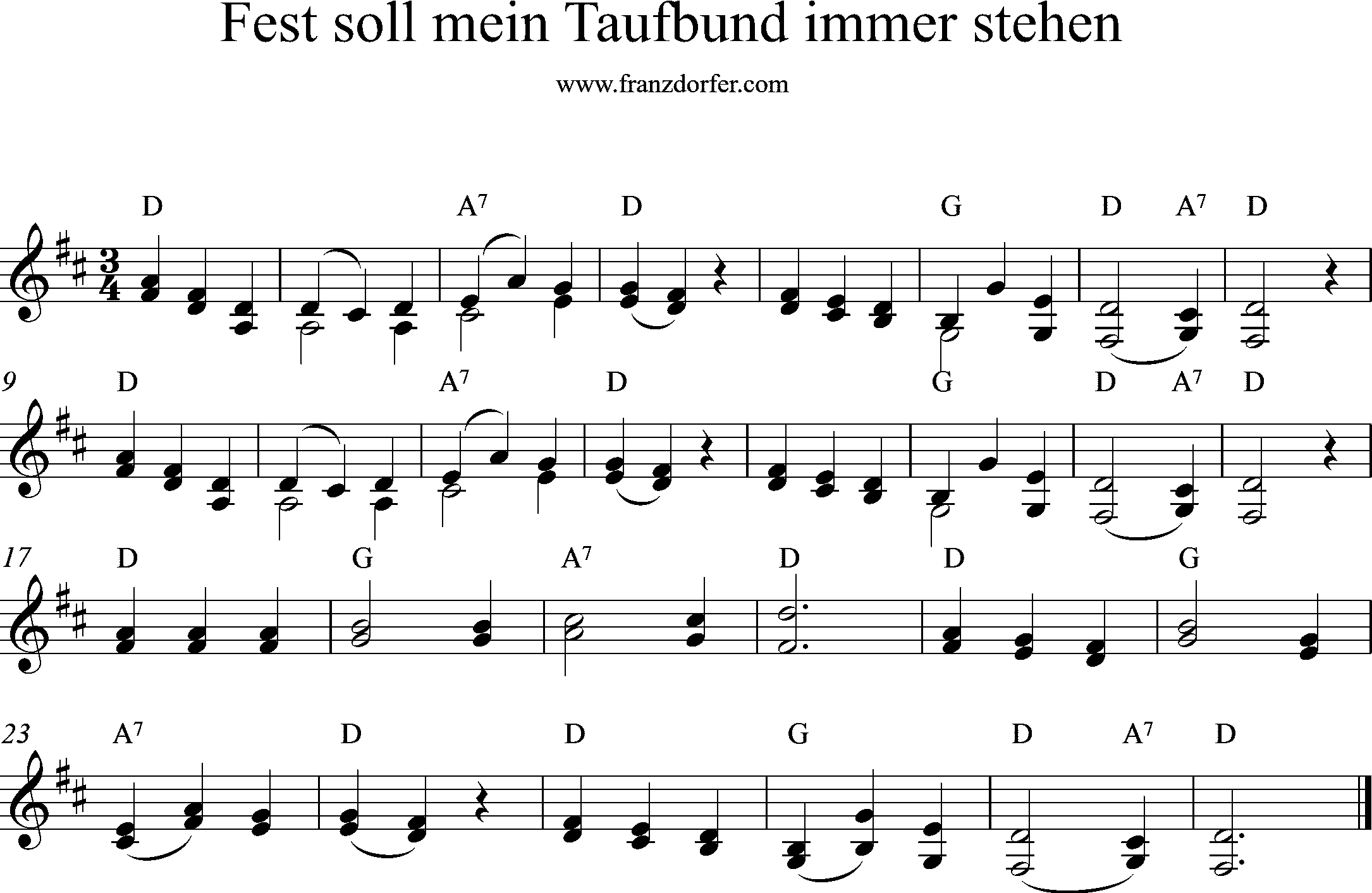 Noten, Fest soll mein Taufbund