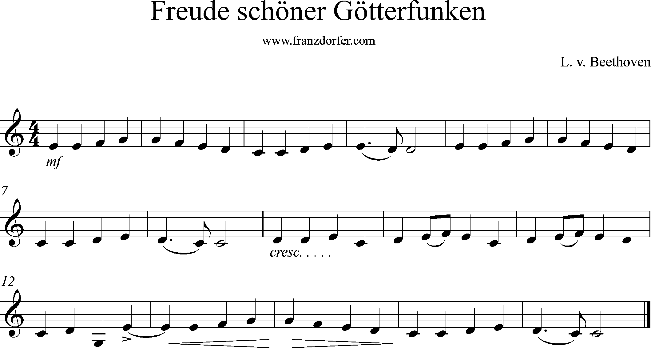 Trompete, C-Dur, Europahymne