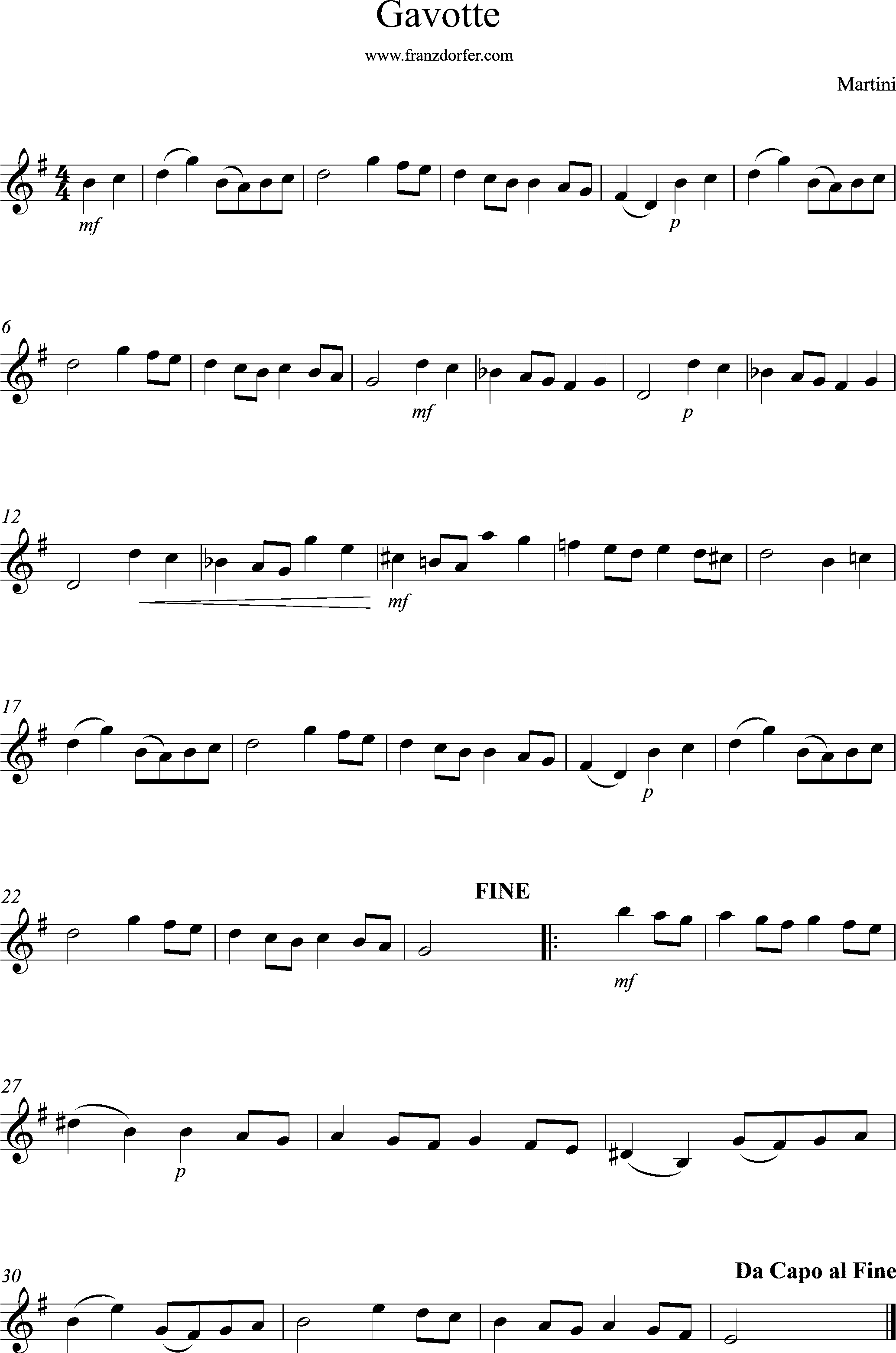 sheetmusic Violin Part, Gavotte