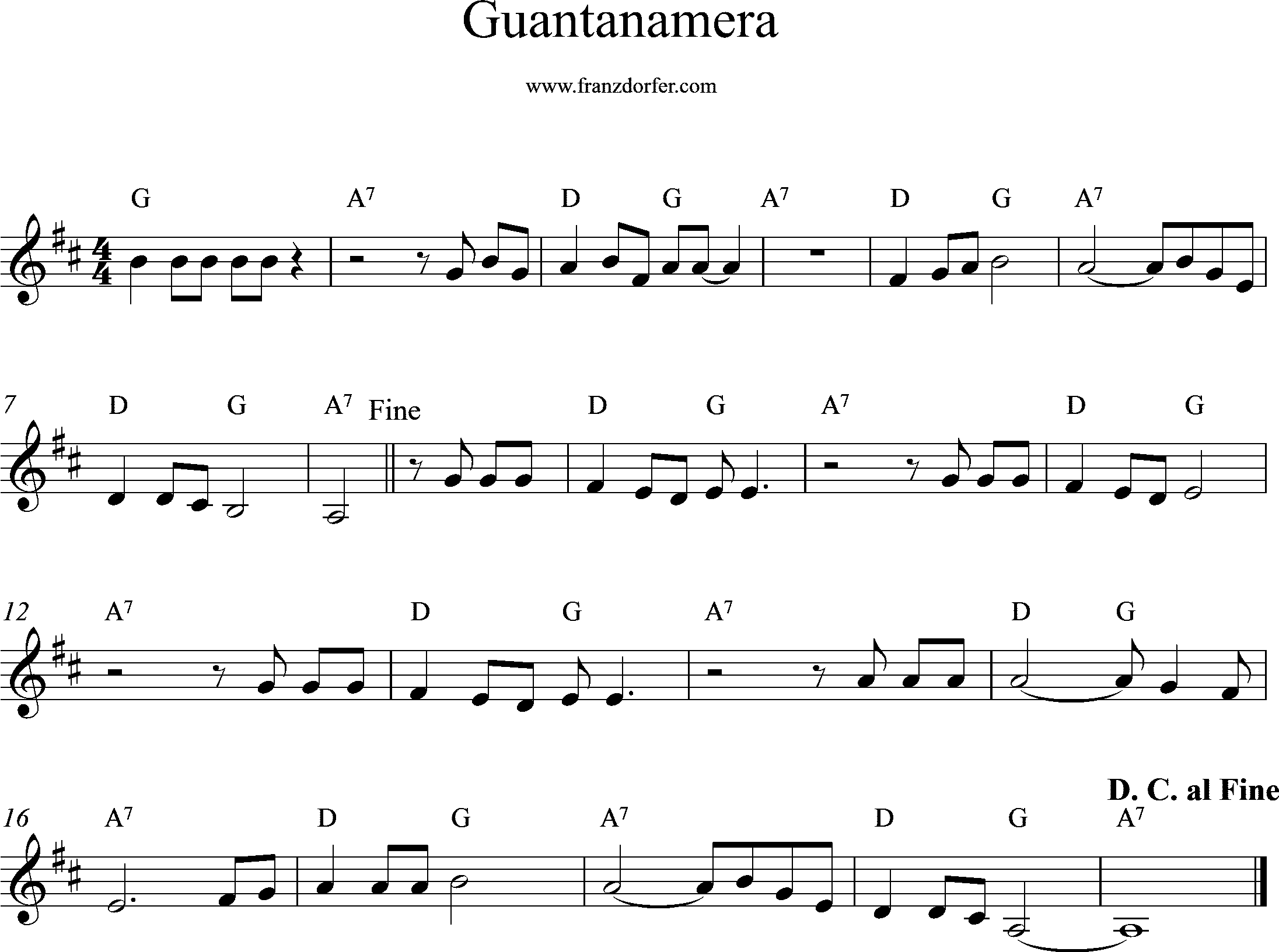 Noten Guantanamera