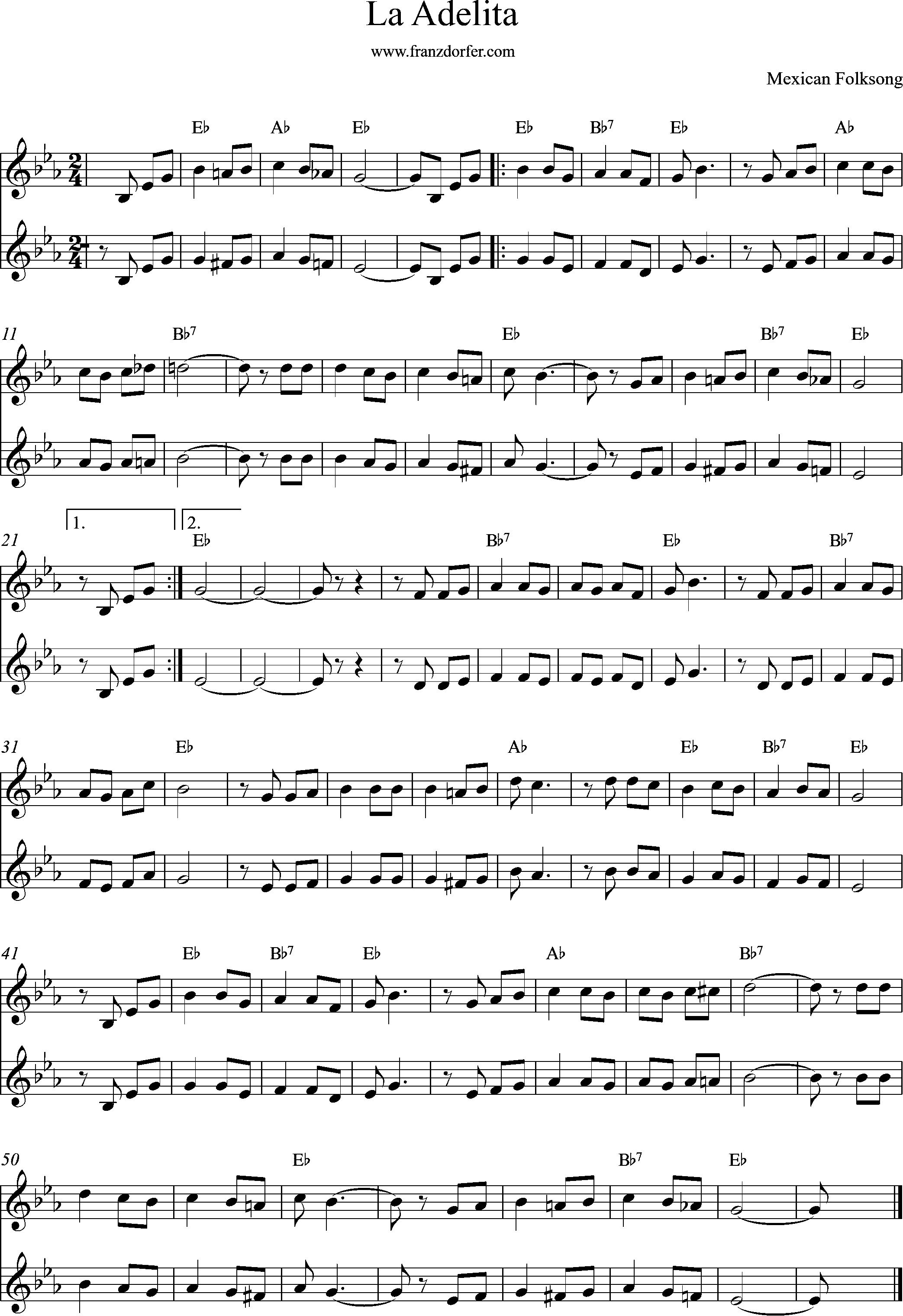 Clarinet sheetmusic La Adelita Eb-Major