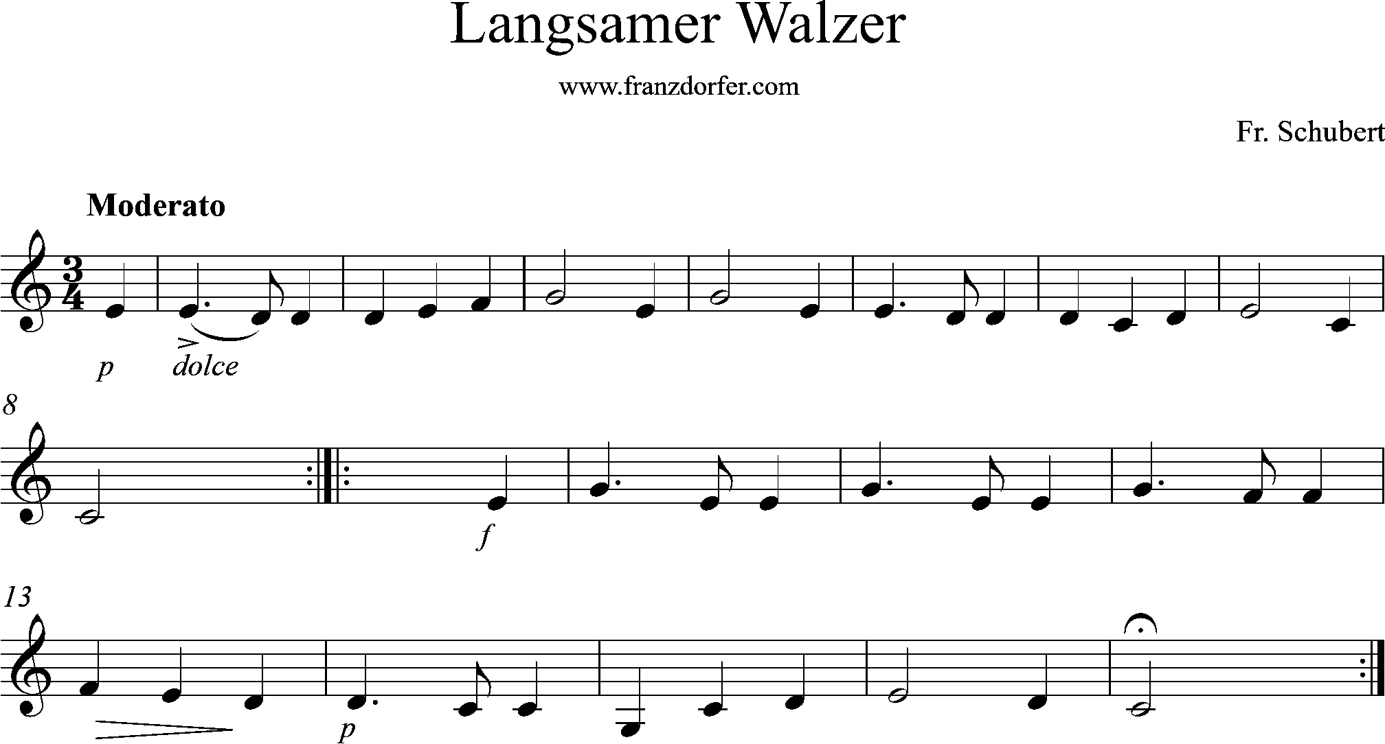 Noten, C-Dur, Langsamer Walzer, Schubert