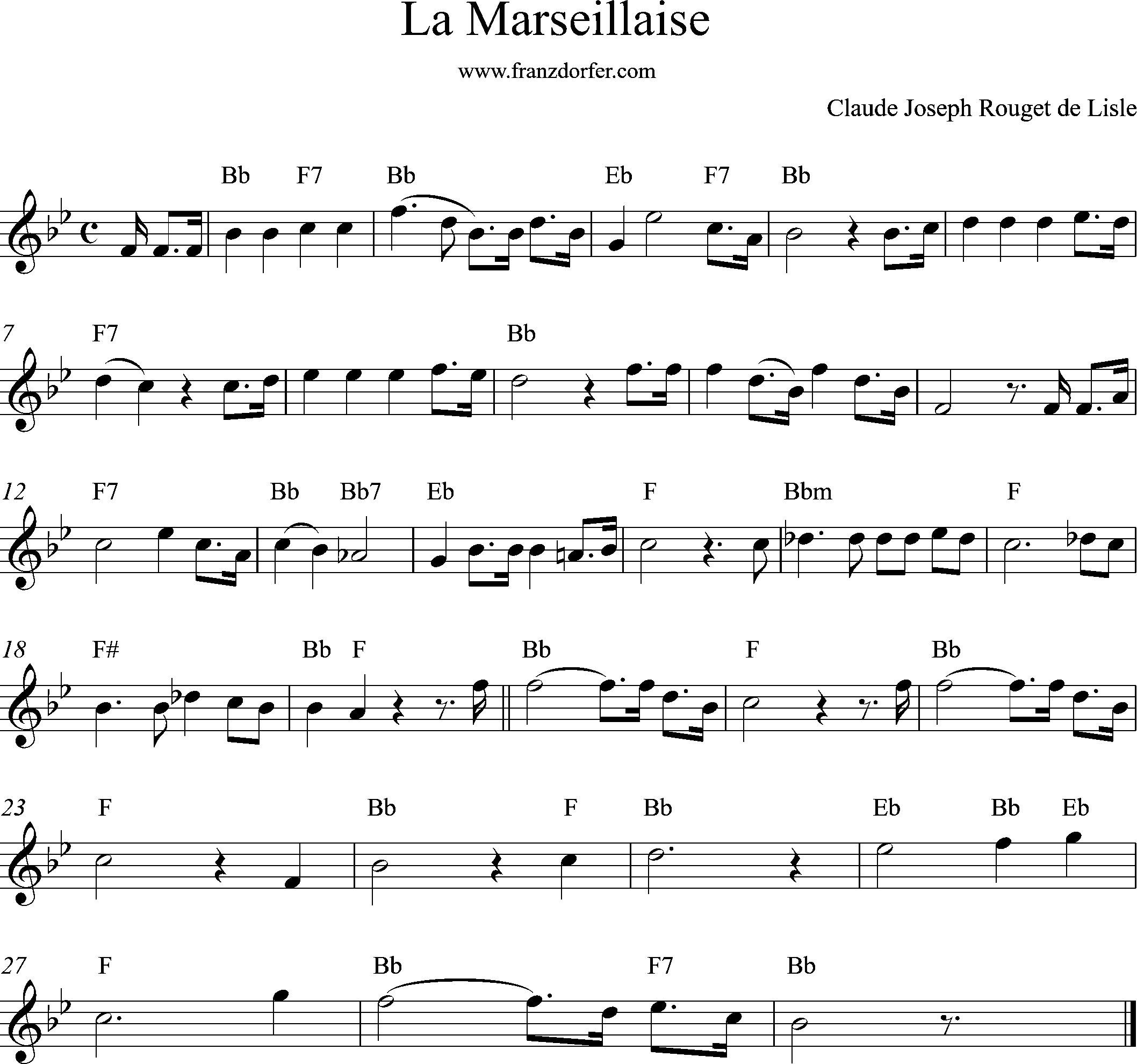 Clarinet sheet- La Marseillaise Bb-Major l