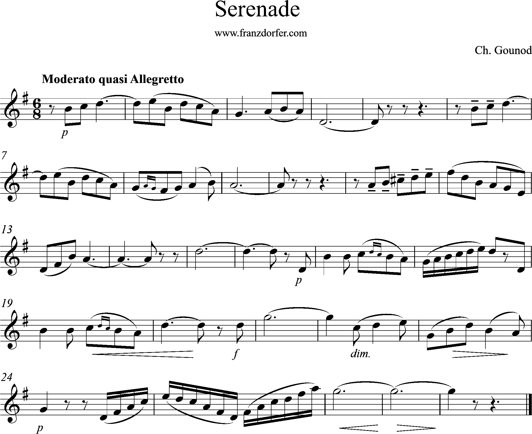 sheetmusic Serenade. Gounod, G-Major