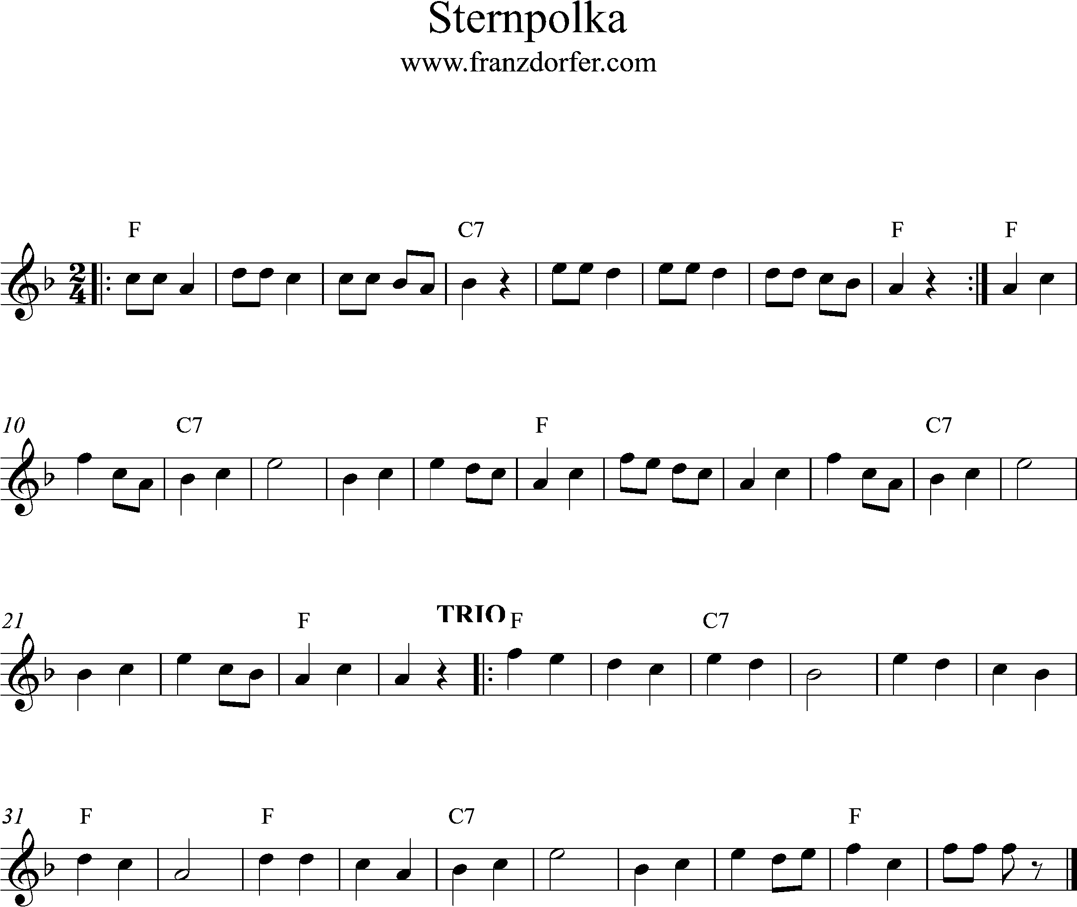 Sternpolka F-Dur hoch