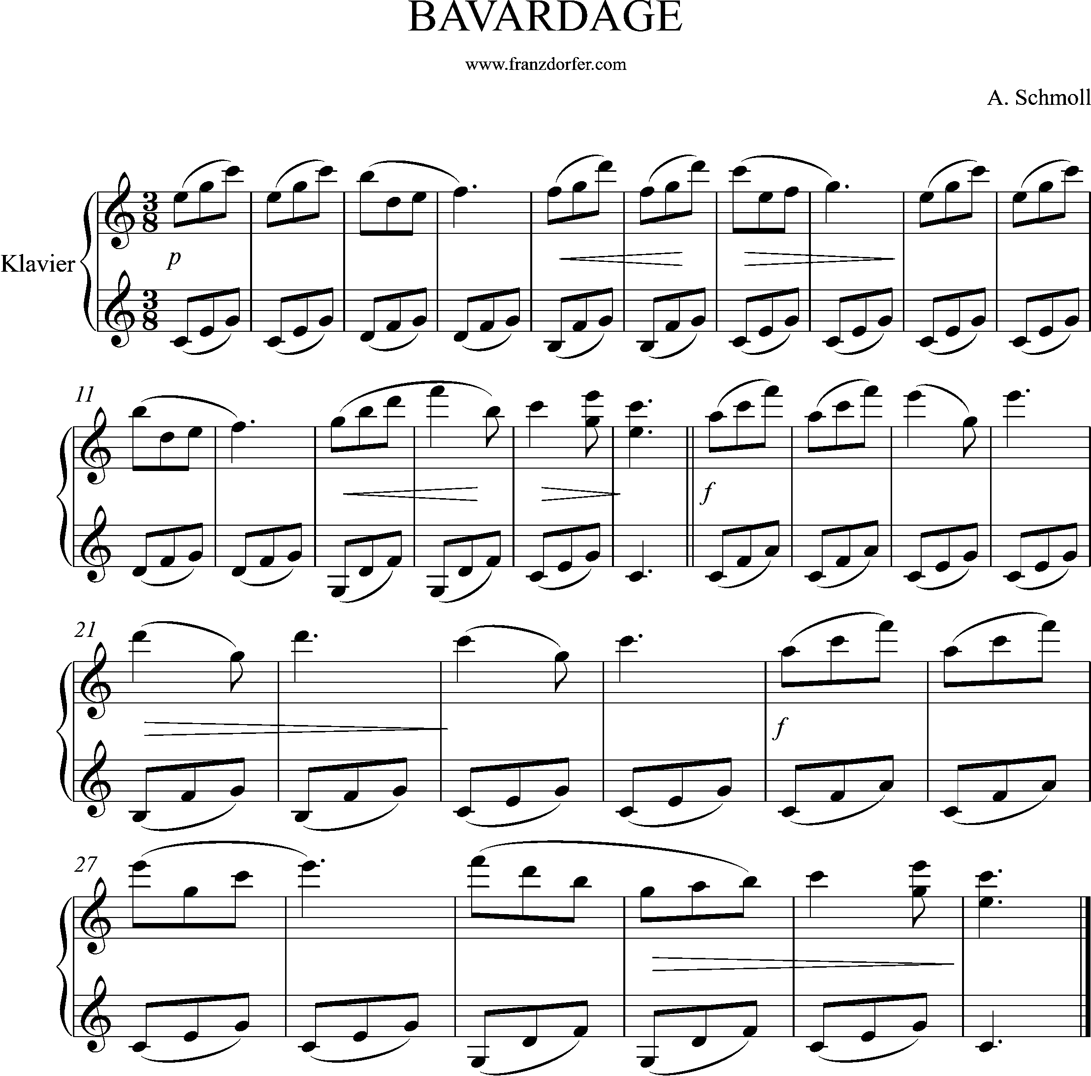 klaviernoten, Schmoll, Bavardage