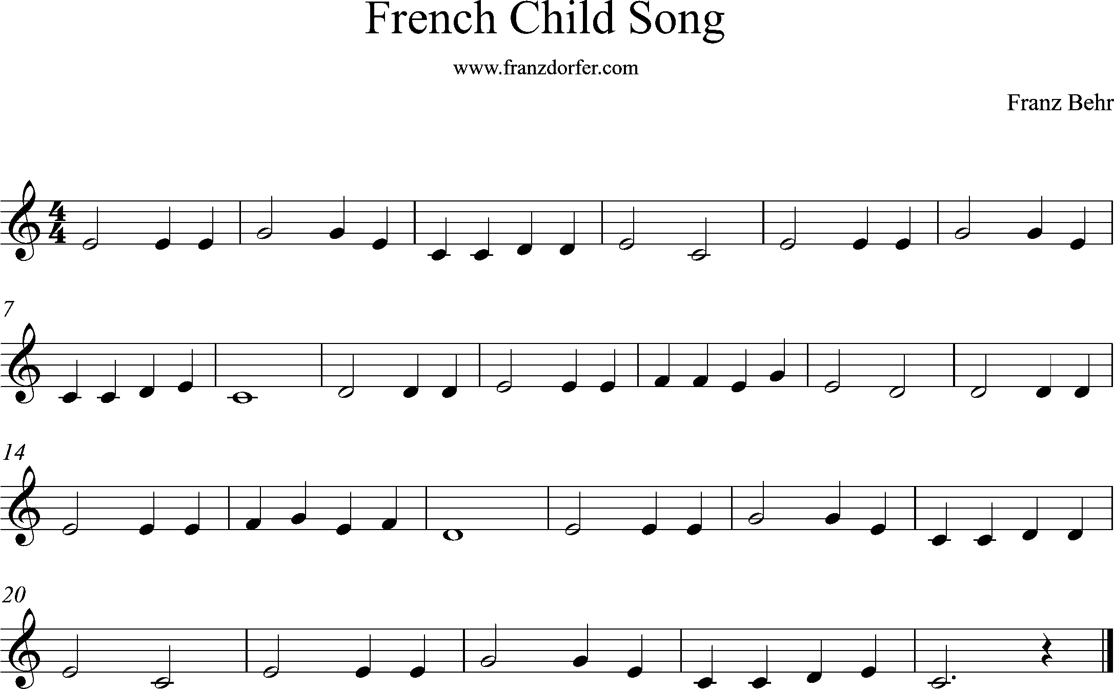 Clarinet part, French Children Song