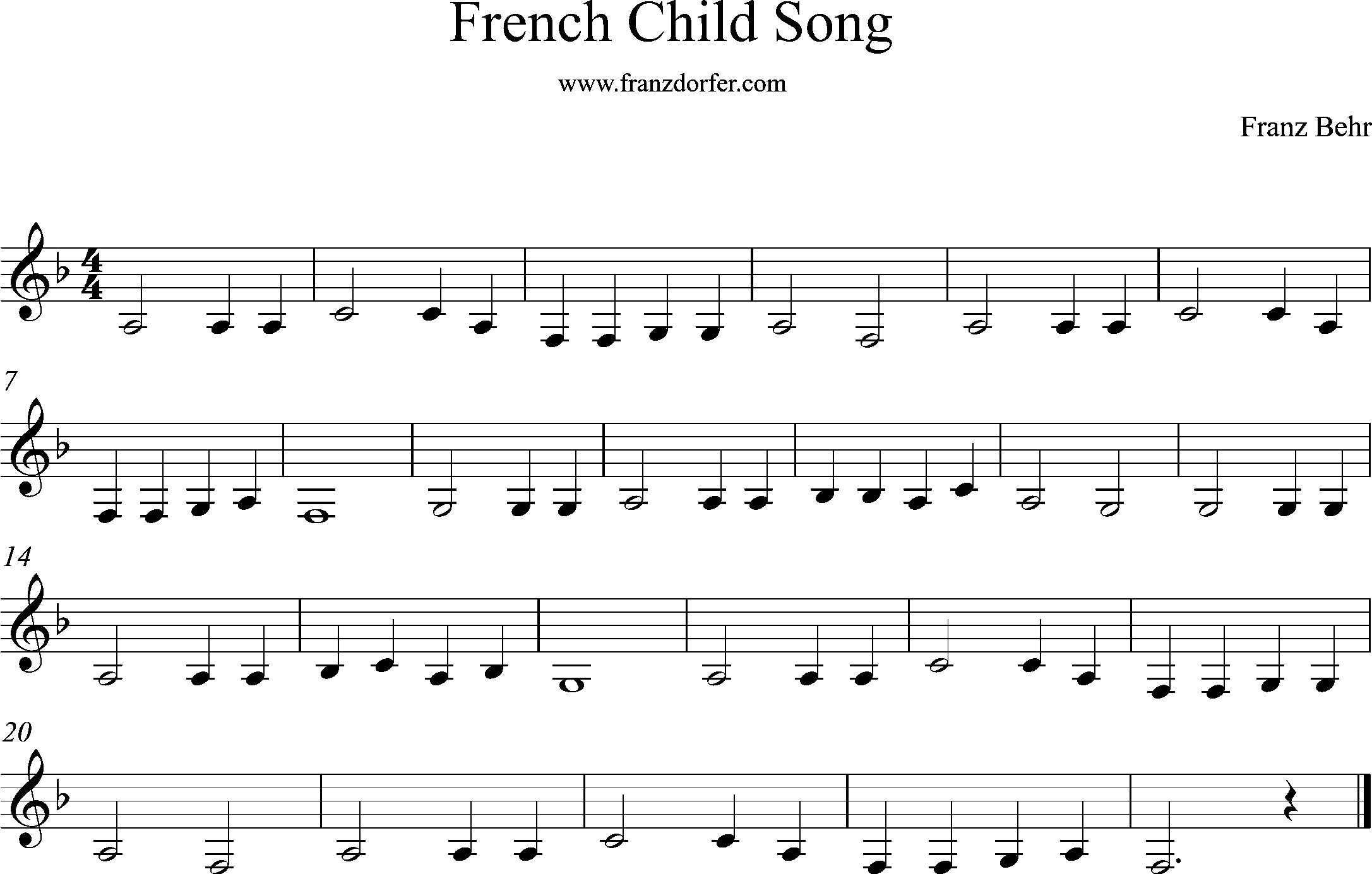 Clarinet part, French Children Song