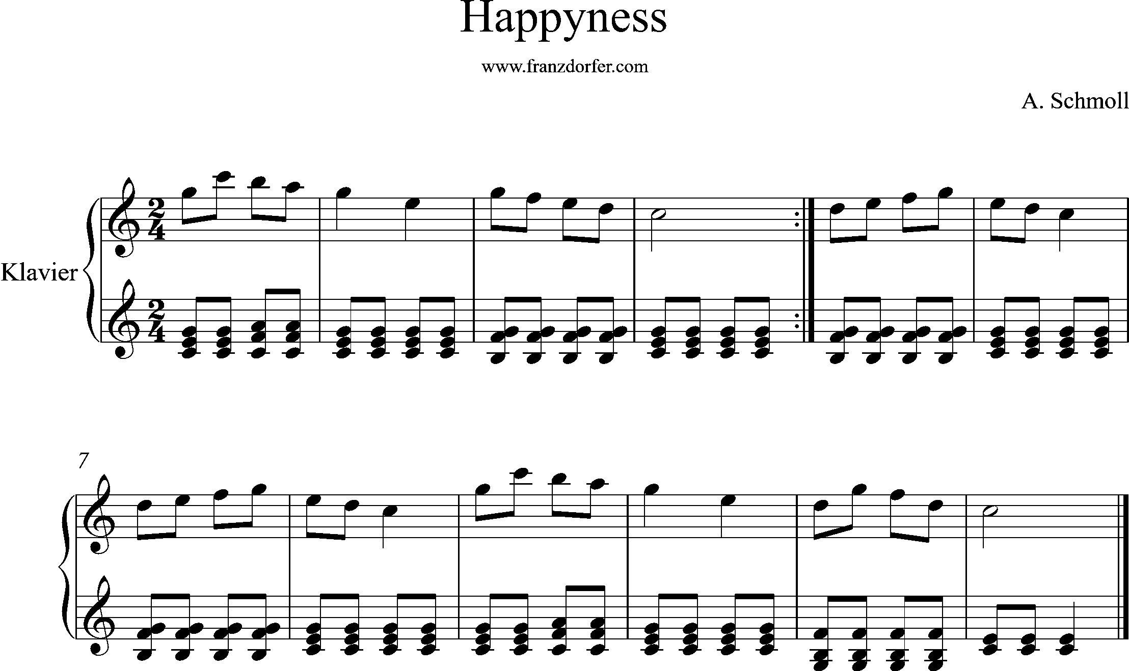 klaviernoten, A. Schmoll, Happyness