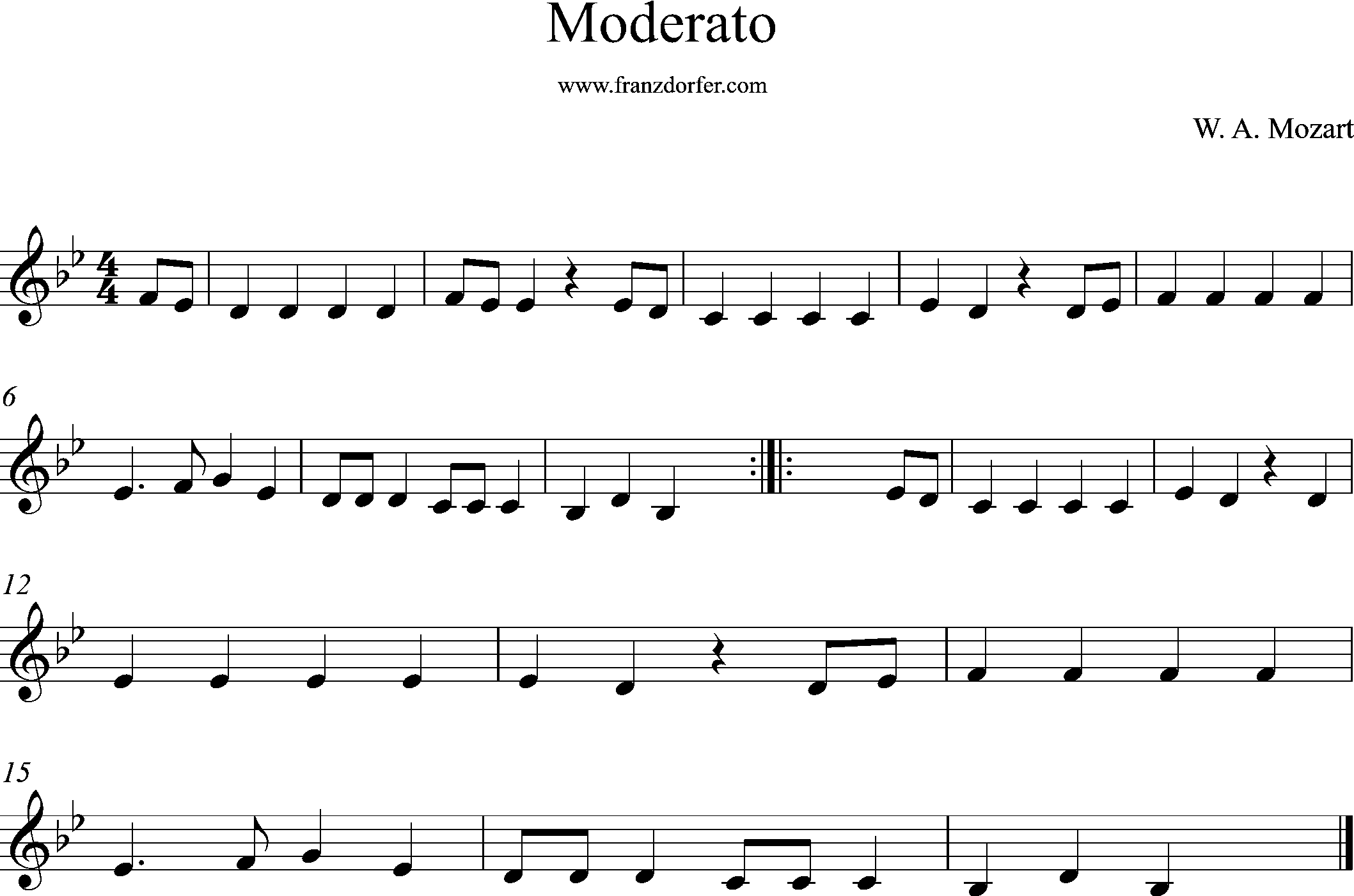 Klarinettennoten- Moderato Mozart