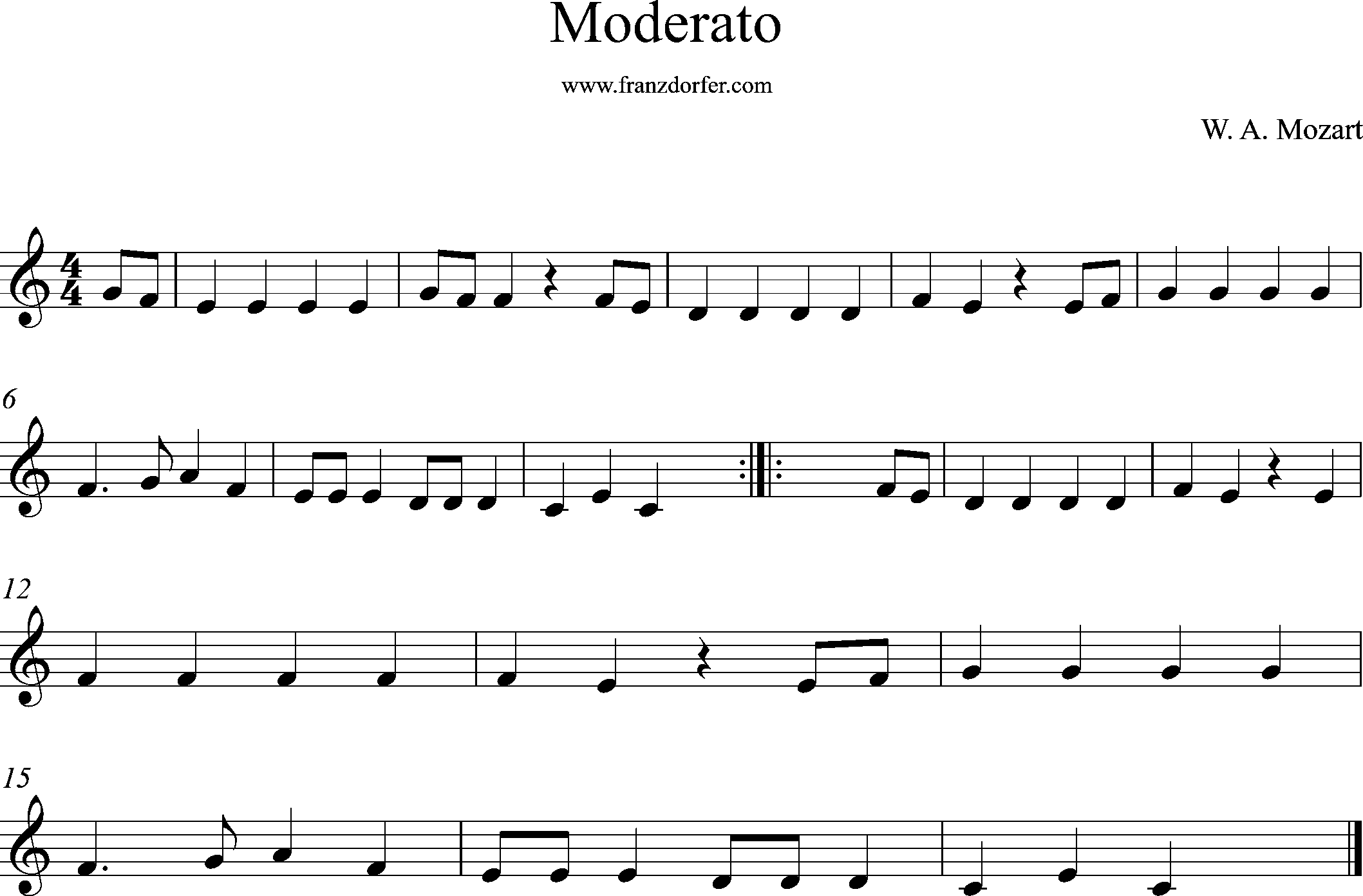 Klarinettennoten- Moderato Mozart