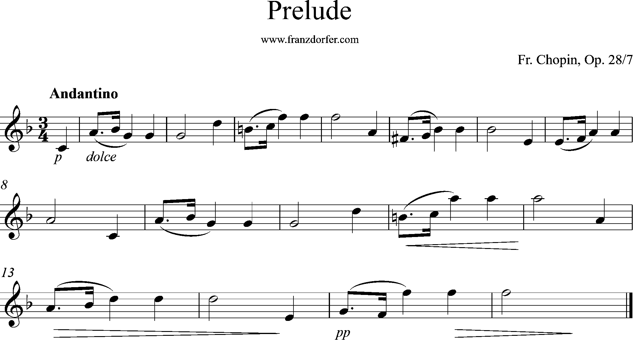 ^Solopart, F-Dur, Prelude Chopin