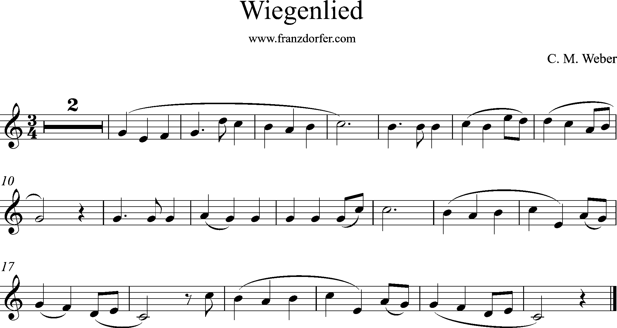 Clarinet sheetmusic, Cradlw song, Weber