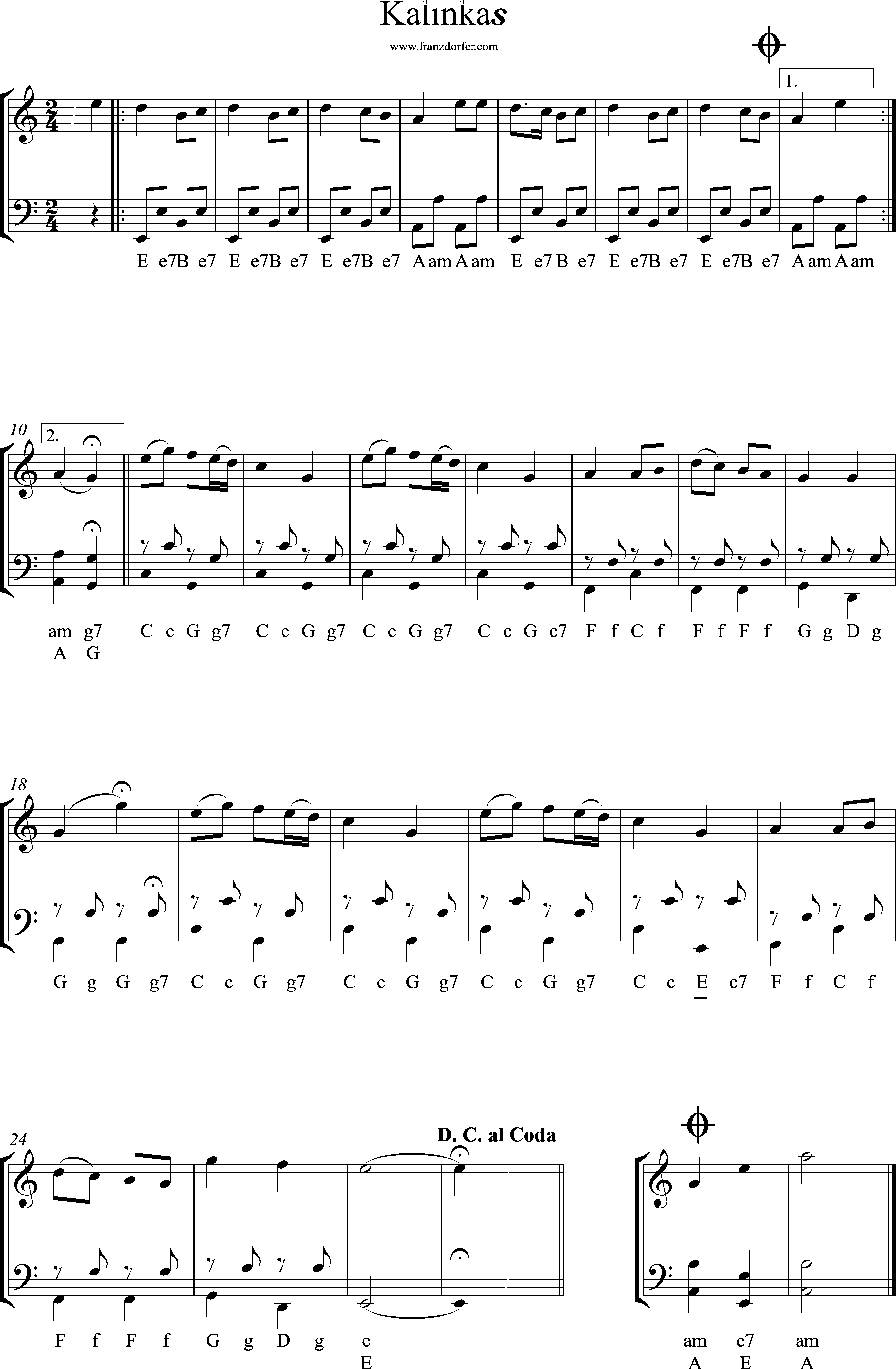 Katjuscha, Accordeon sheet music