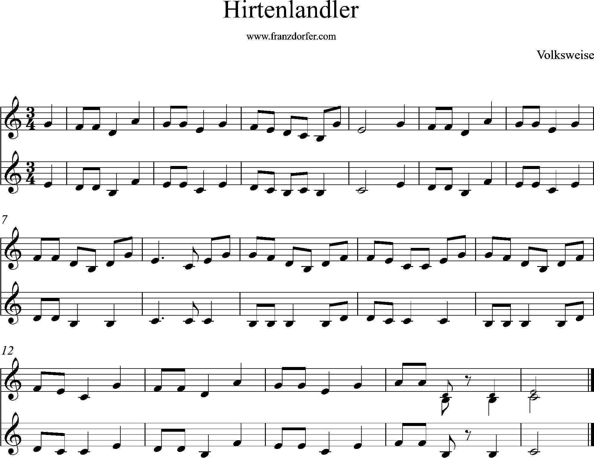 Trompetennoten, Hirtenlandler