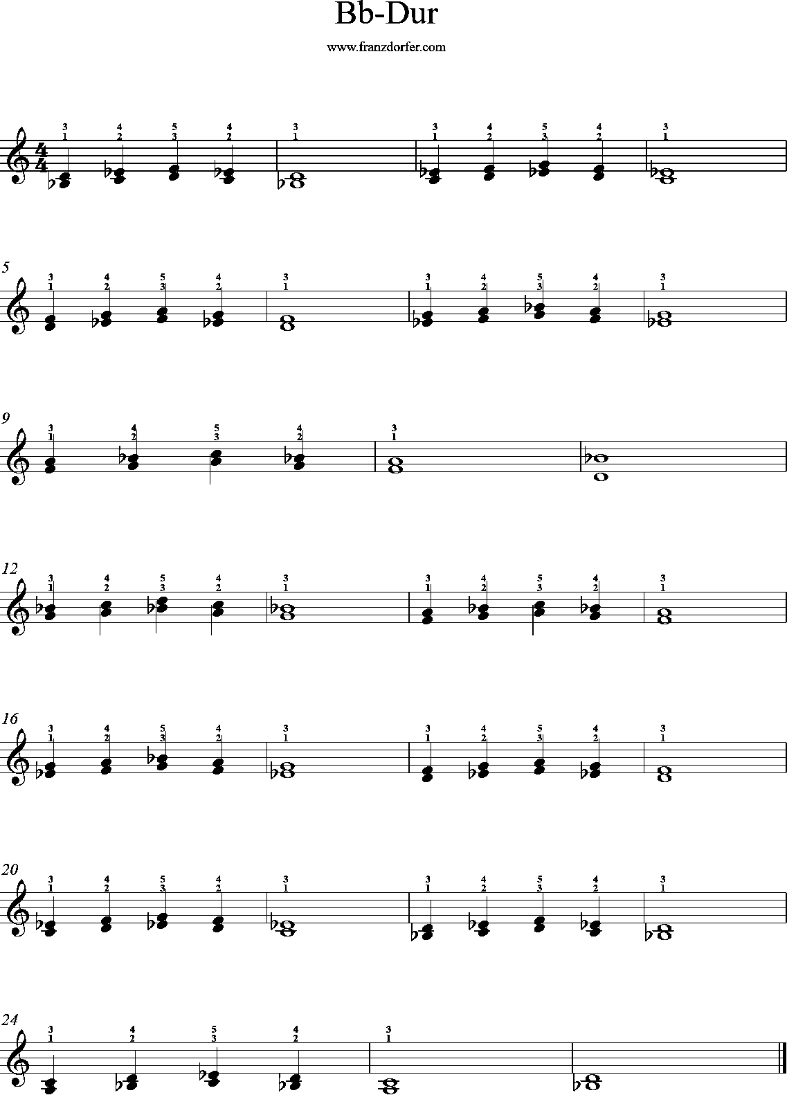 Bb-Dur Tonleiter Akkordeon, Terzen-1