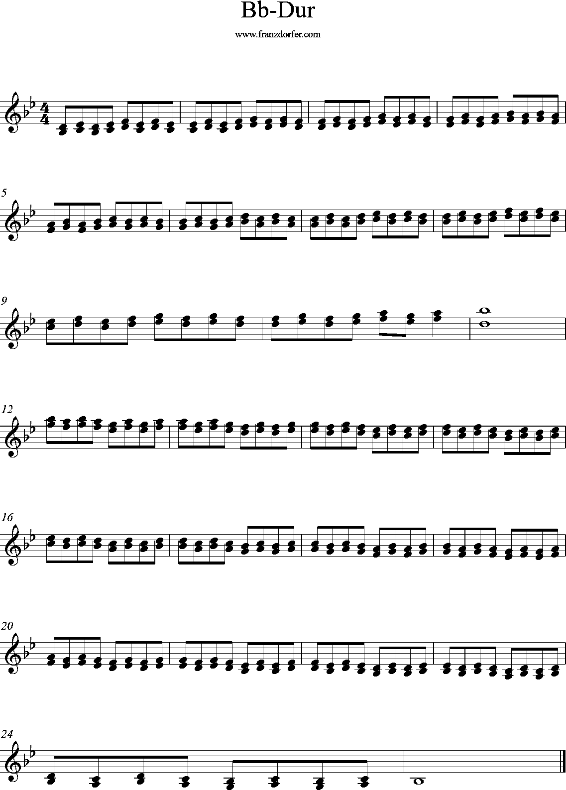 Bb-Dur Tonleiter Akkordeon, Terzen-2