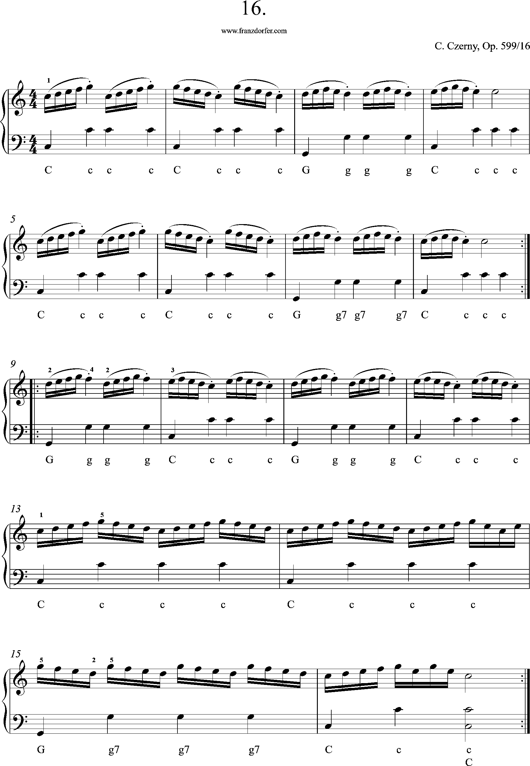 Akkordeon Noten, Etüde Czerny op 599 No 16