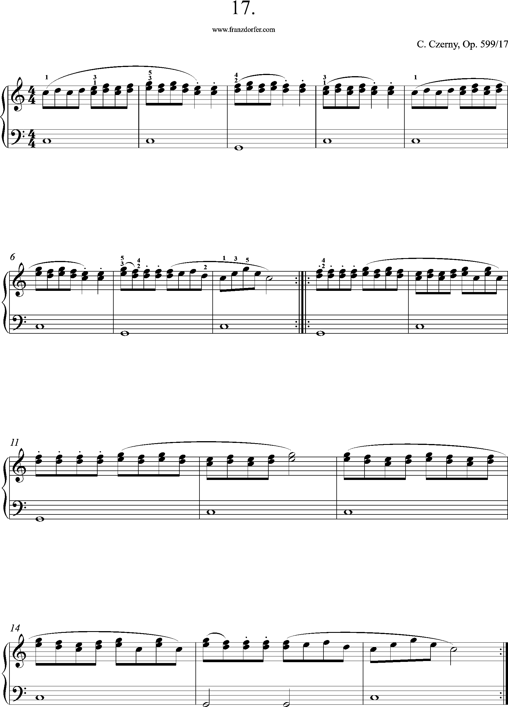 Akkordeon Noten, Etüde Czerny op 599 No 17