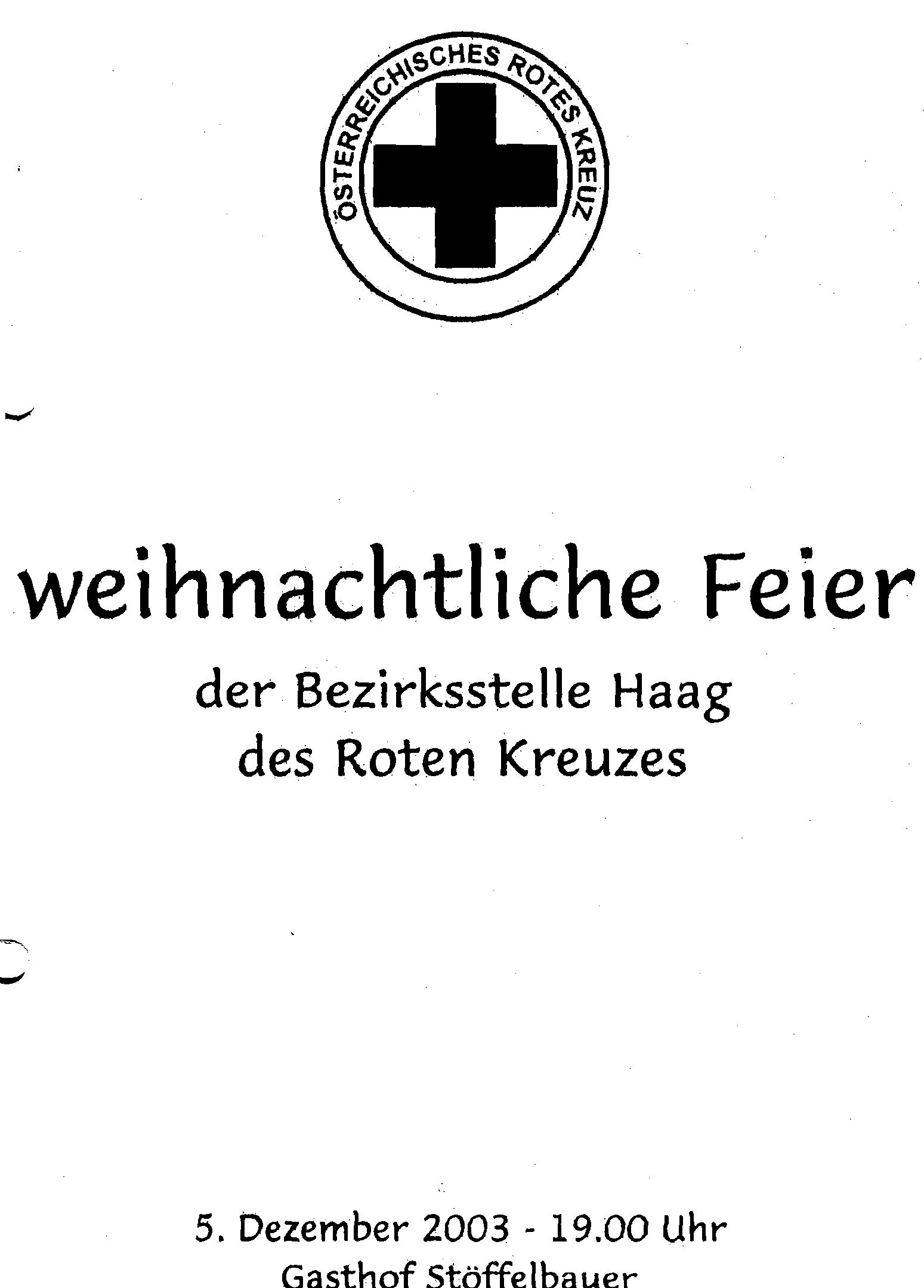 Einladung zur Rot Keruz Weihnachtsfeier, Haag 2003