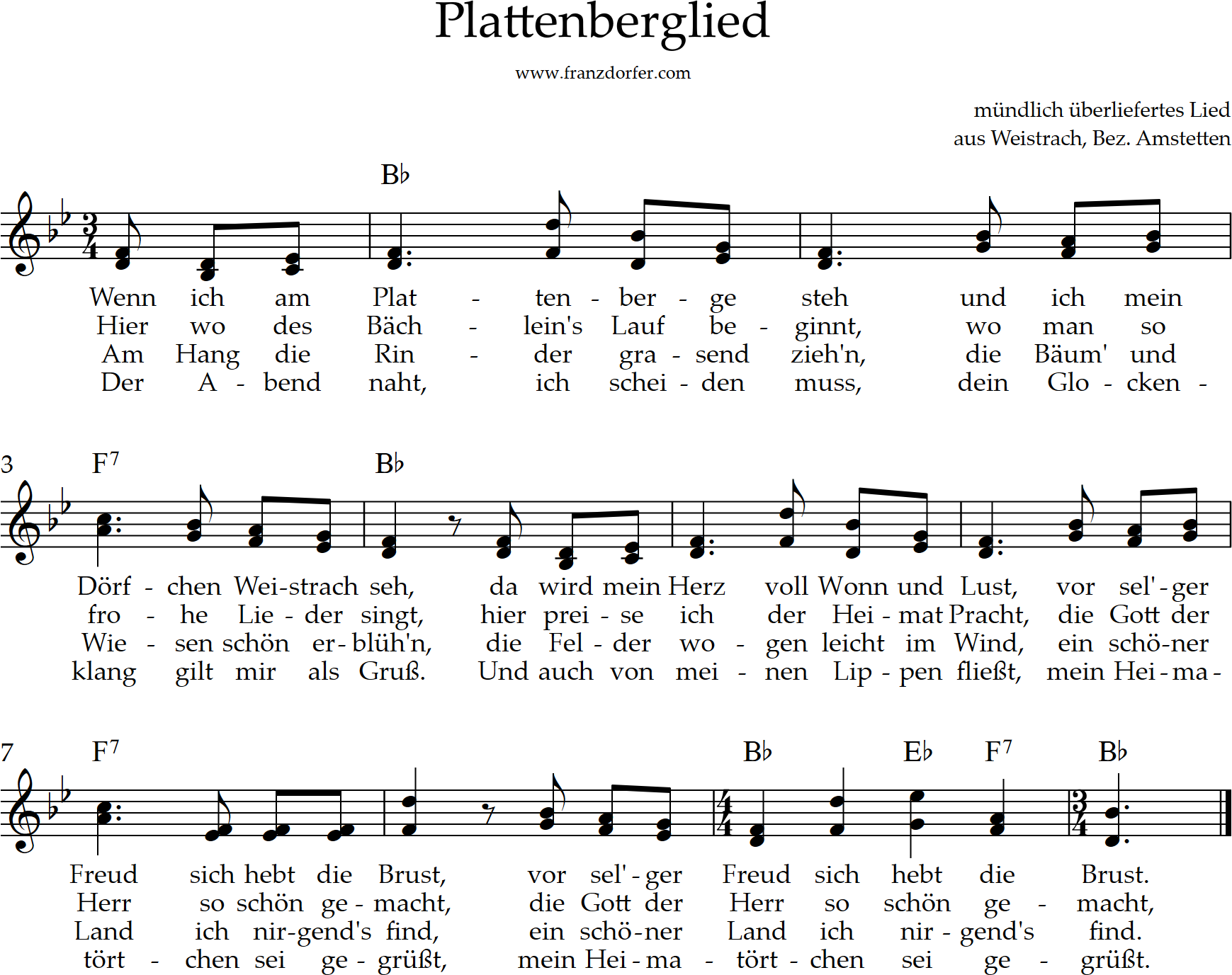 Plattenberg Lied aus Weistrach