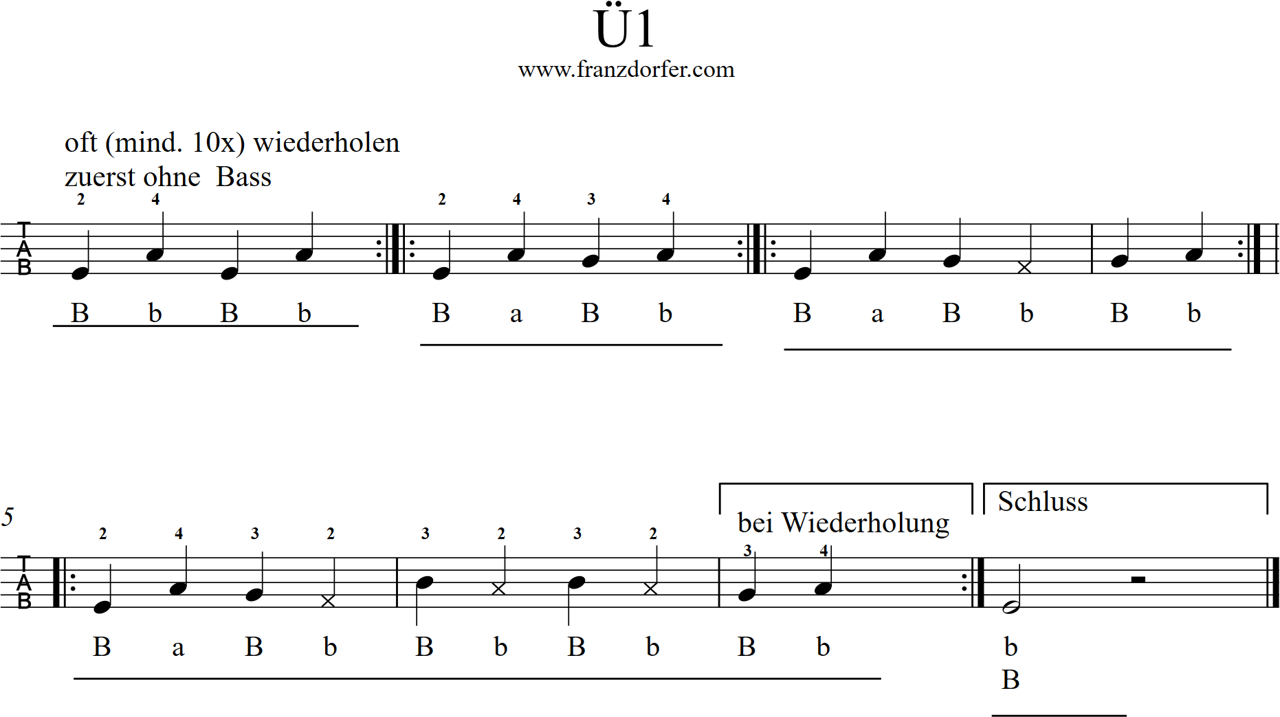 ziachnoten, übungen , harmonika lernen, griffschrift
